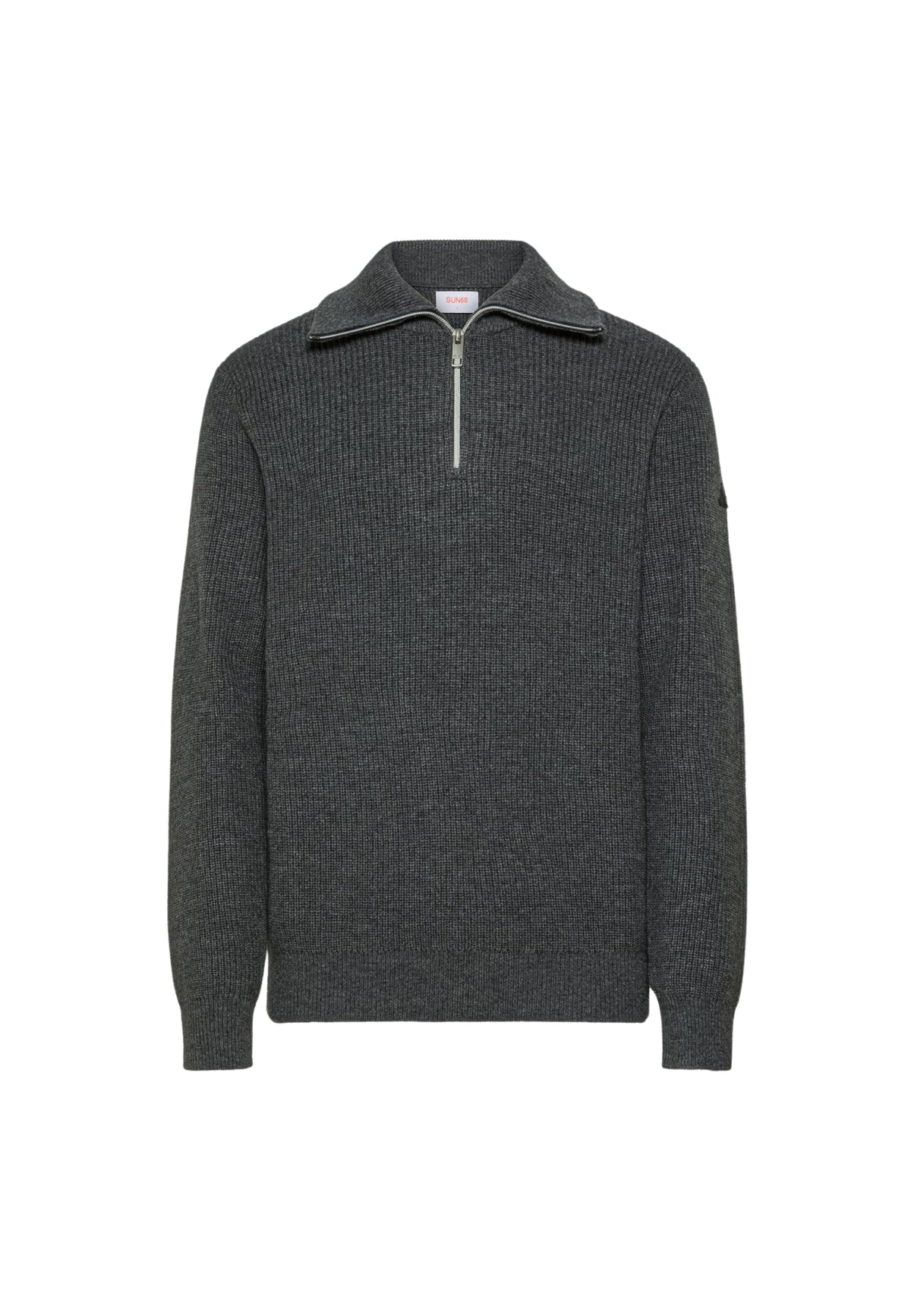 HALF ZIP ENGLISH RIB WARM WOOL L/S - GRIGIO SCURO