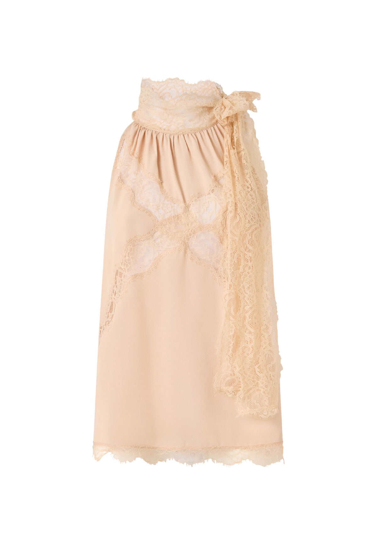 MANDARANCIO TOP CREPE DE CHINE CON PIZZO - BEIGE