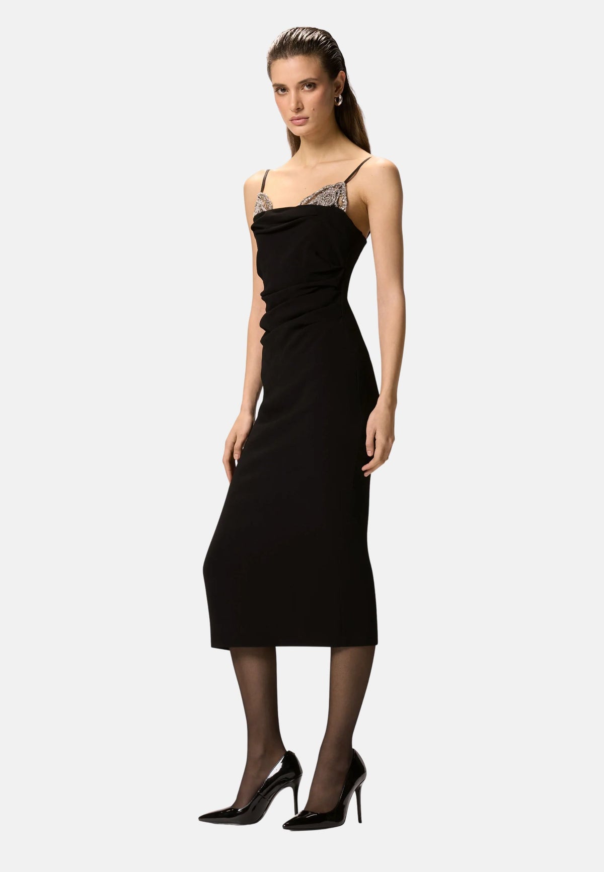 CARRUBA ABITO DOUBLE ARMOURE RICAMO ROSE - BLACK