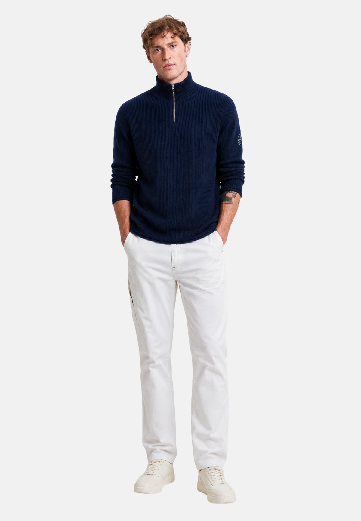 MAGLIONCINO MEZZOCOLLO CON ZIP - BLUE