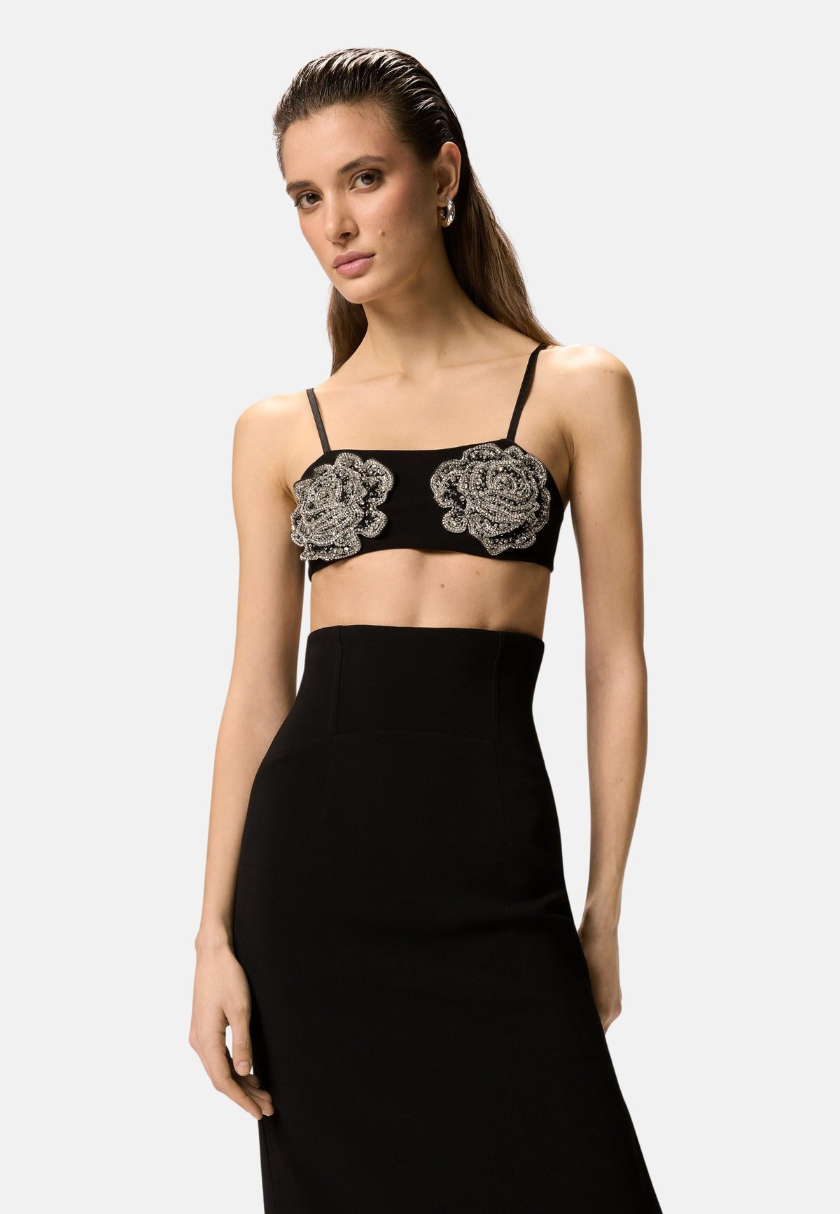 BARBABIETOLE TOP DOUBLE ARMOURE RICAMO - BLACK