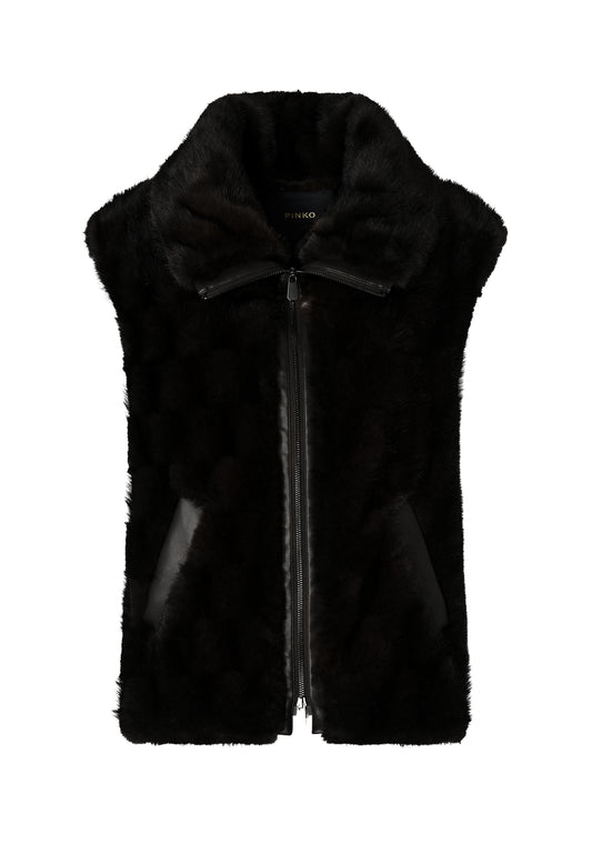 GLOSSINIA GILET ASPEN ASPETTO VISONE - BLACK