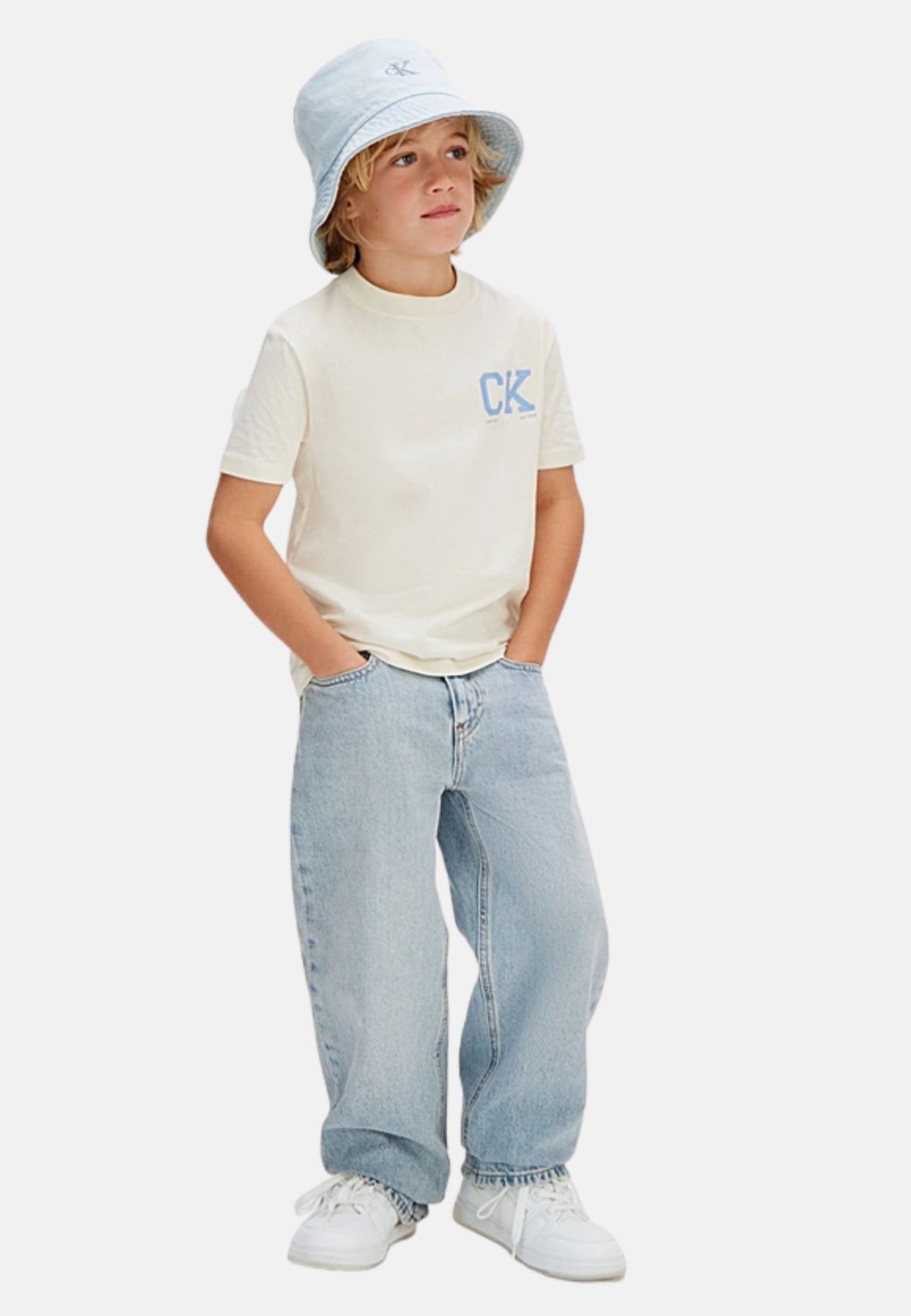 CK CHEST LOGO SS T-SHIRT - VANILLA ICE