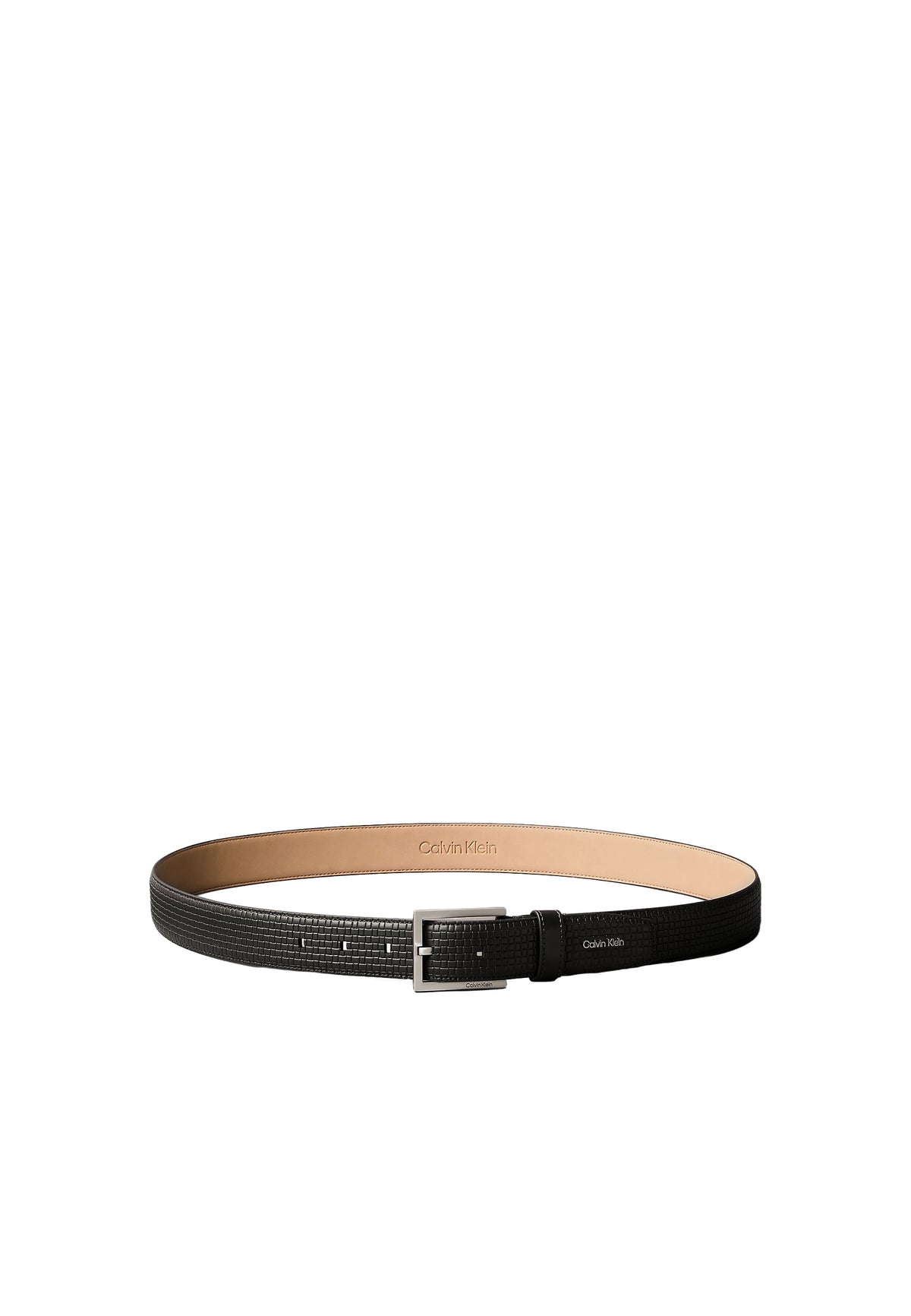 SQUARE BUCKLE WOVEN 32MM - BLACK/BRUSHED NICKEL