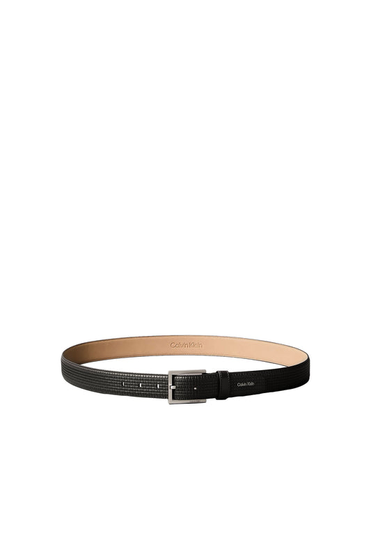 SQUARE BUCKLE WOVEN 32MM - BLACK/BRUSHED NICKEL