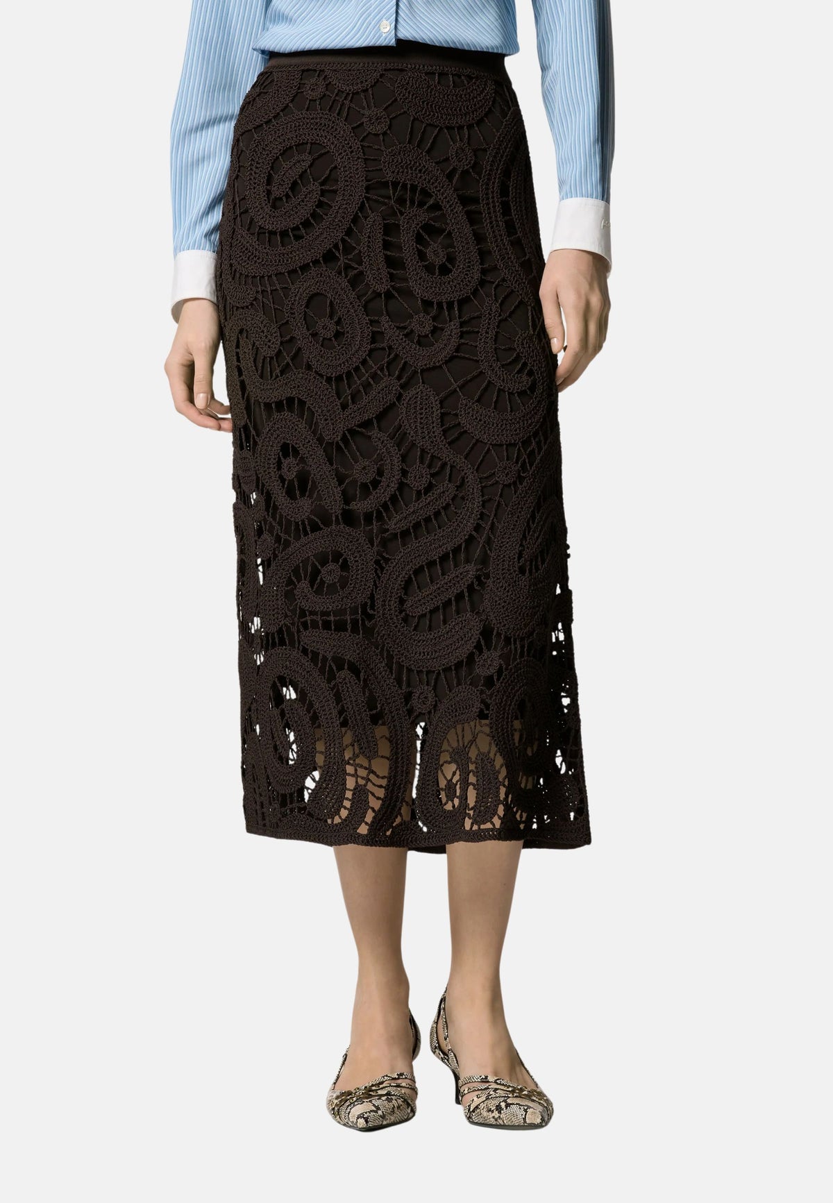MAESTRALE GONNA CROCHET GEOMETRICO - BROWN