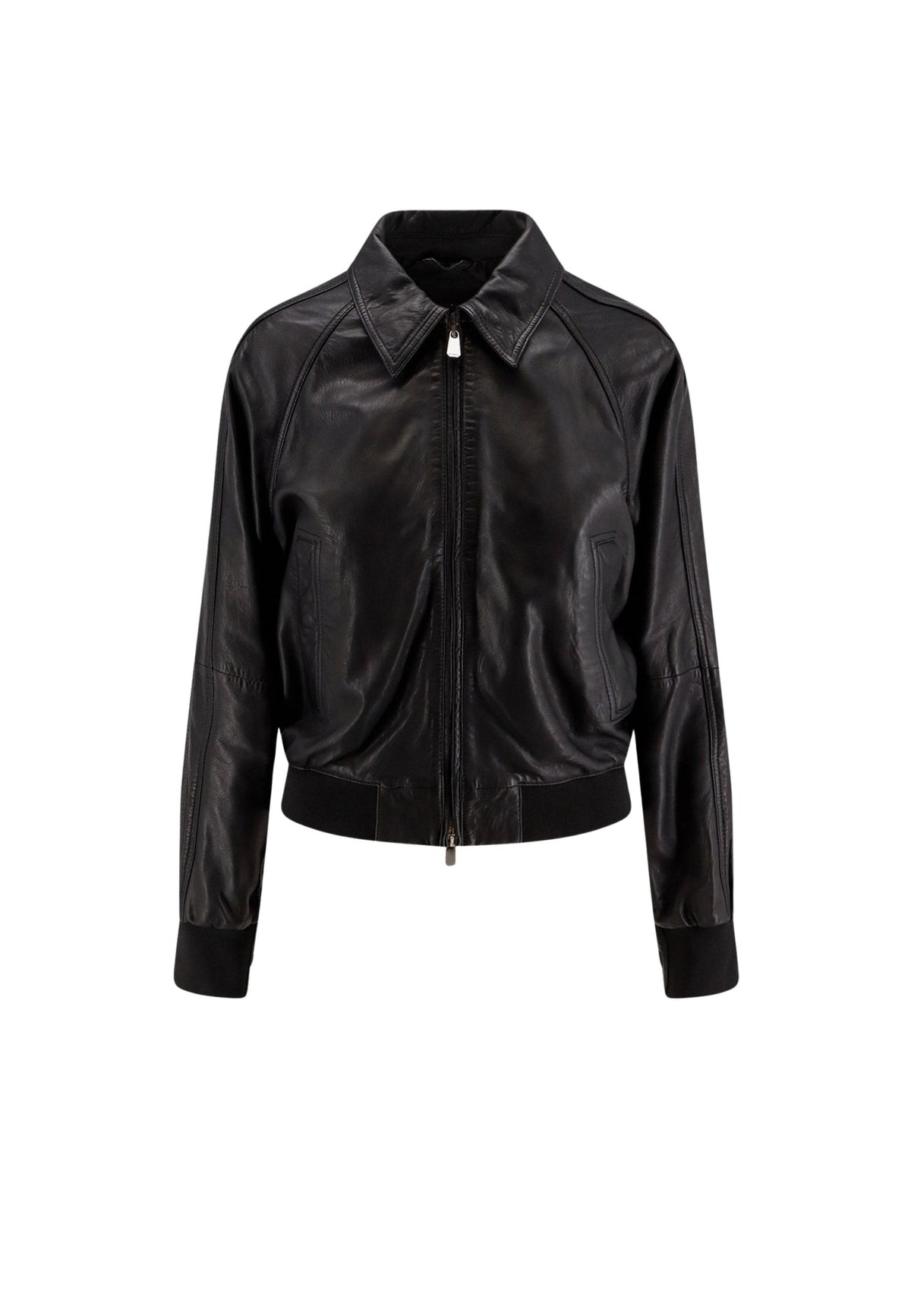 BARBRA BOMBER PELLE LAVATA - BLACK