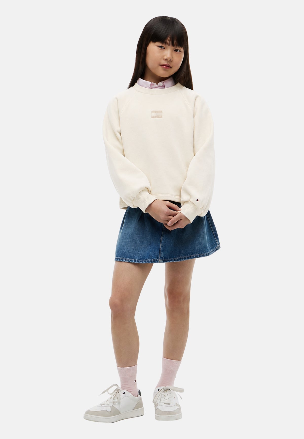TONAL FLAG RAGLAN CREW - OFF WHITE