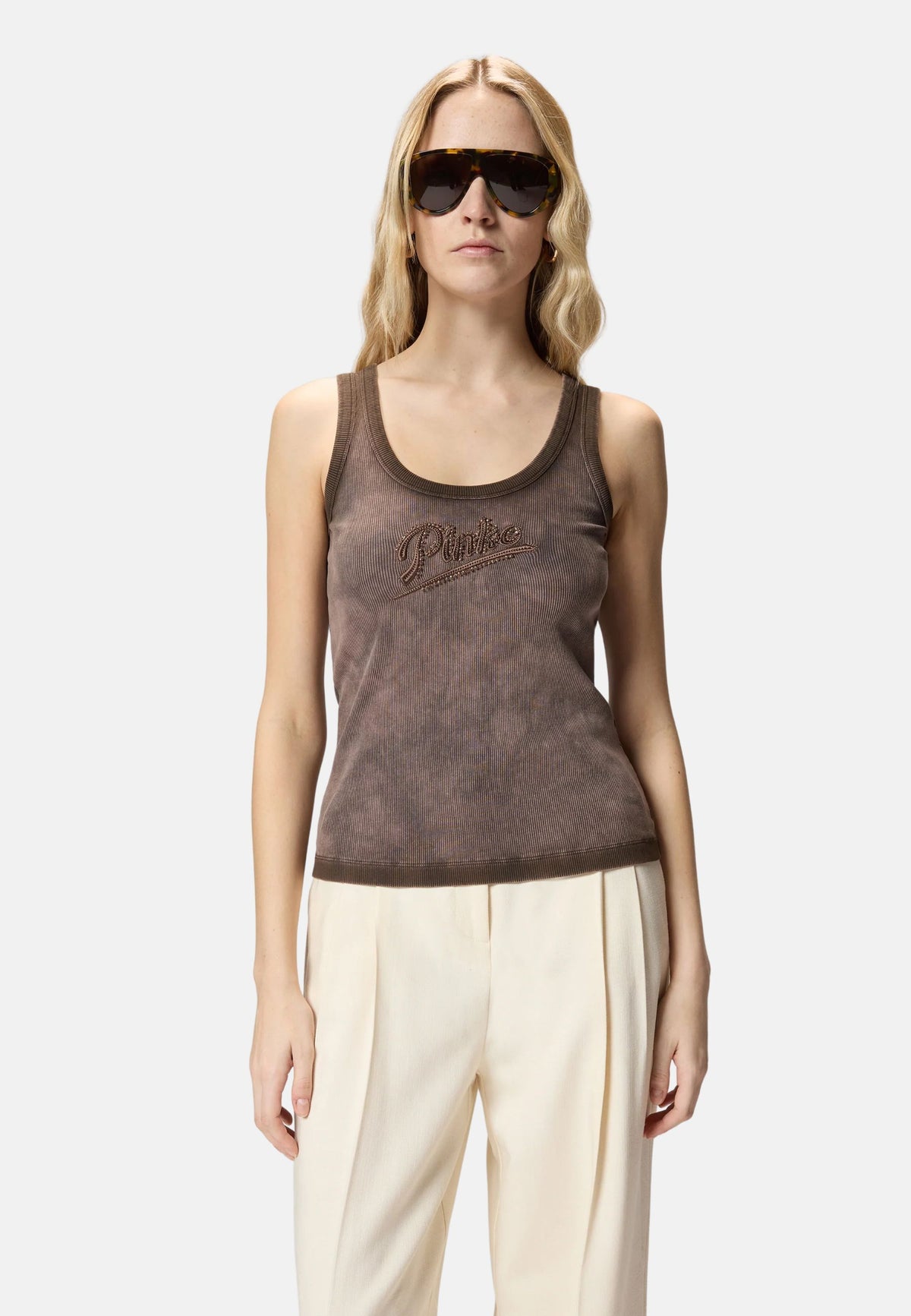 COSMOPOLITAN CANOTTA MALTINTA CON AEROGRAFO - BROWN