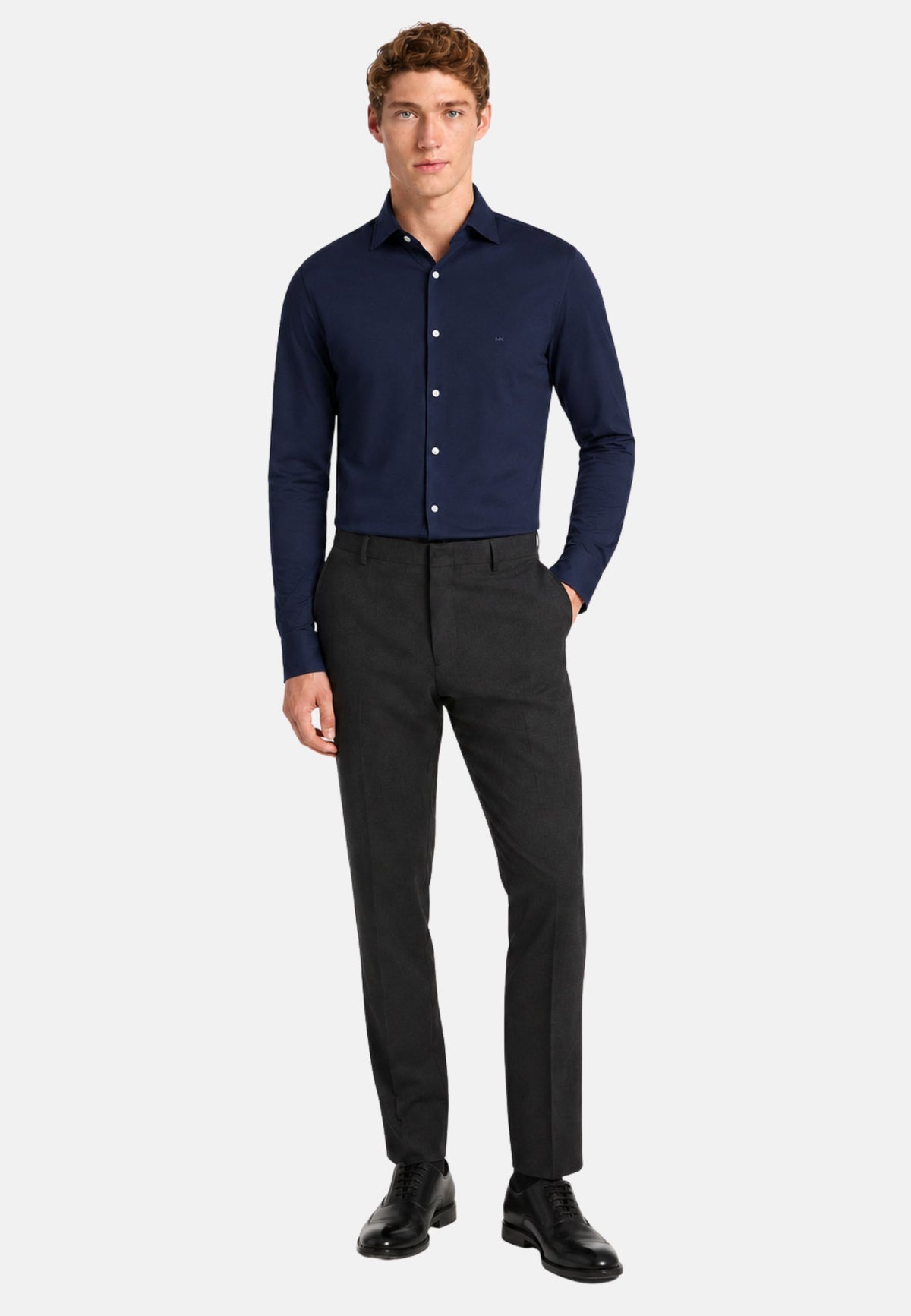 JAPANESE PERFORM KNIT SLIM SHIRT - BLU NAVY