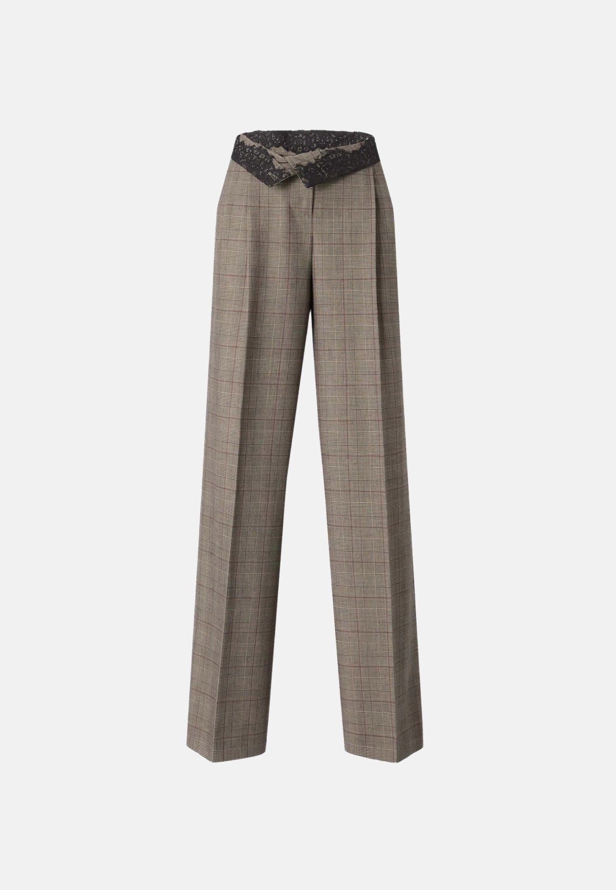 PLUMERIA PANTALONE MISTO LANA TINTO FILO - BEIGE/BORDEAUX