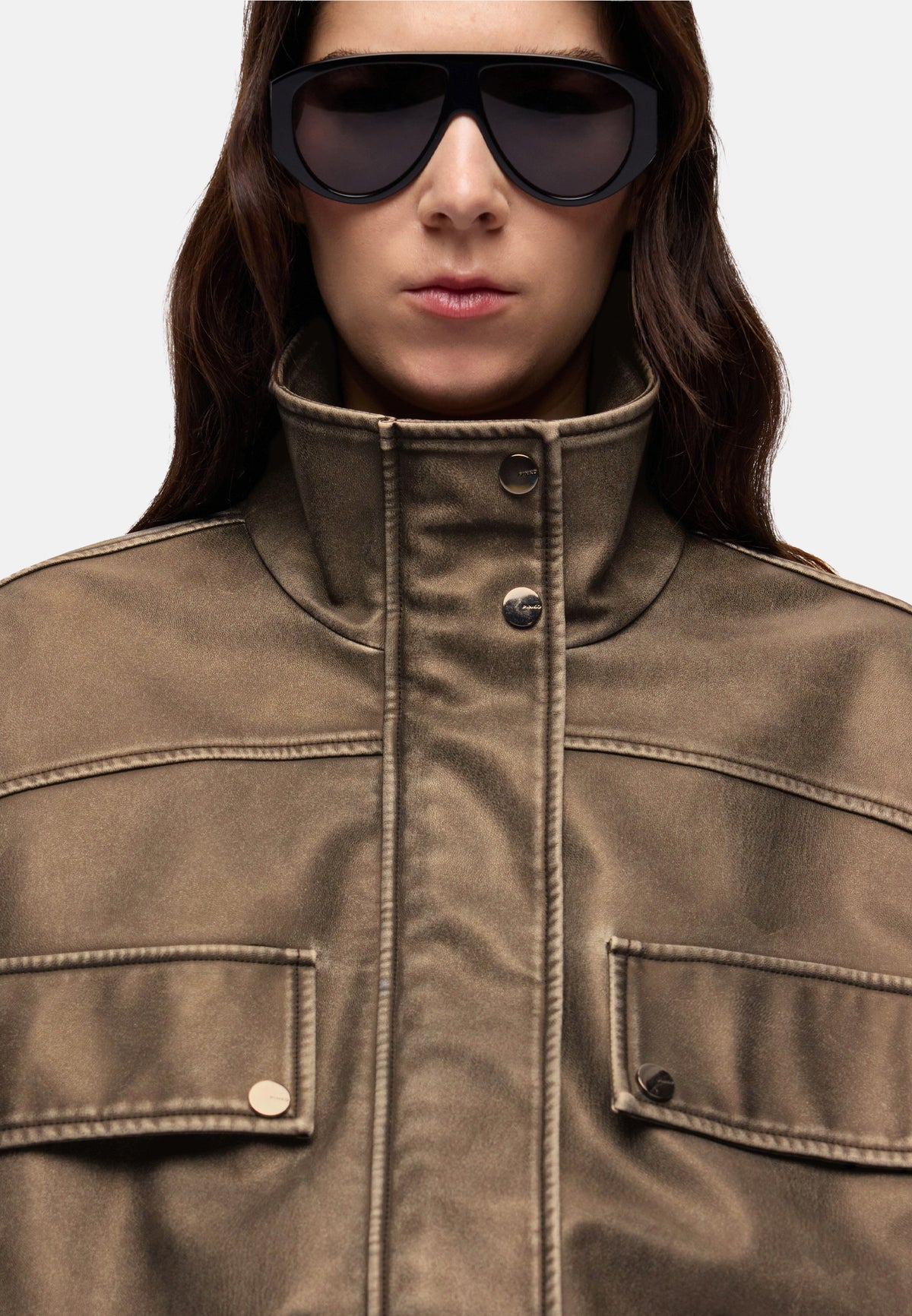 BARKERIA BLOUSON TELA SPALMATA - BROWN