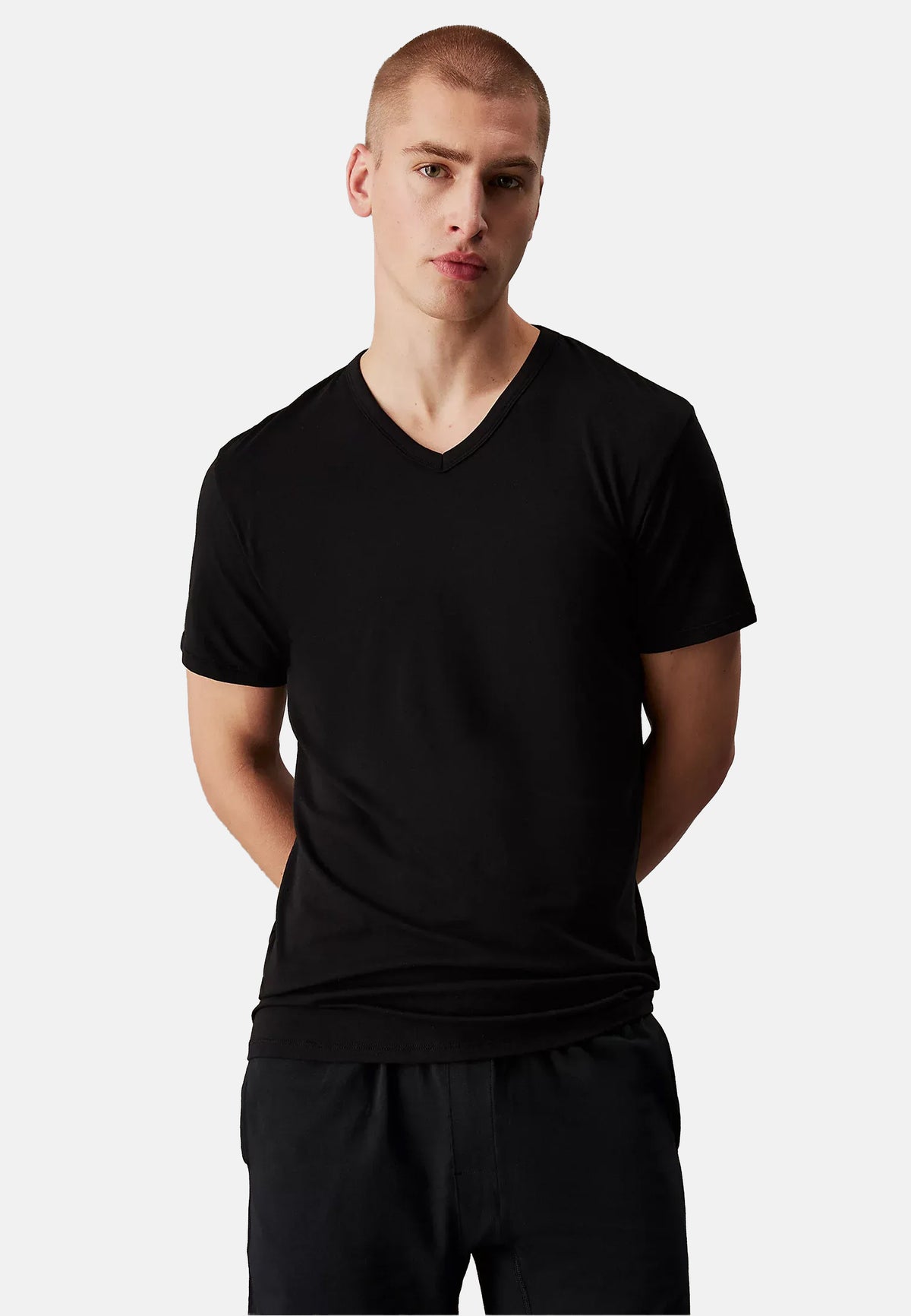 S/S V NECK 3PK - BLACK-GREY-WHITE