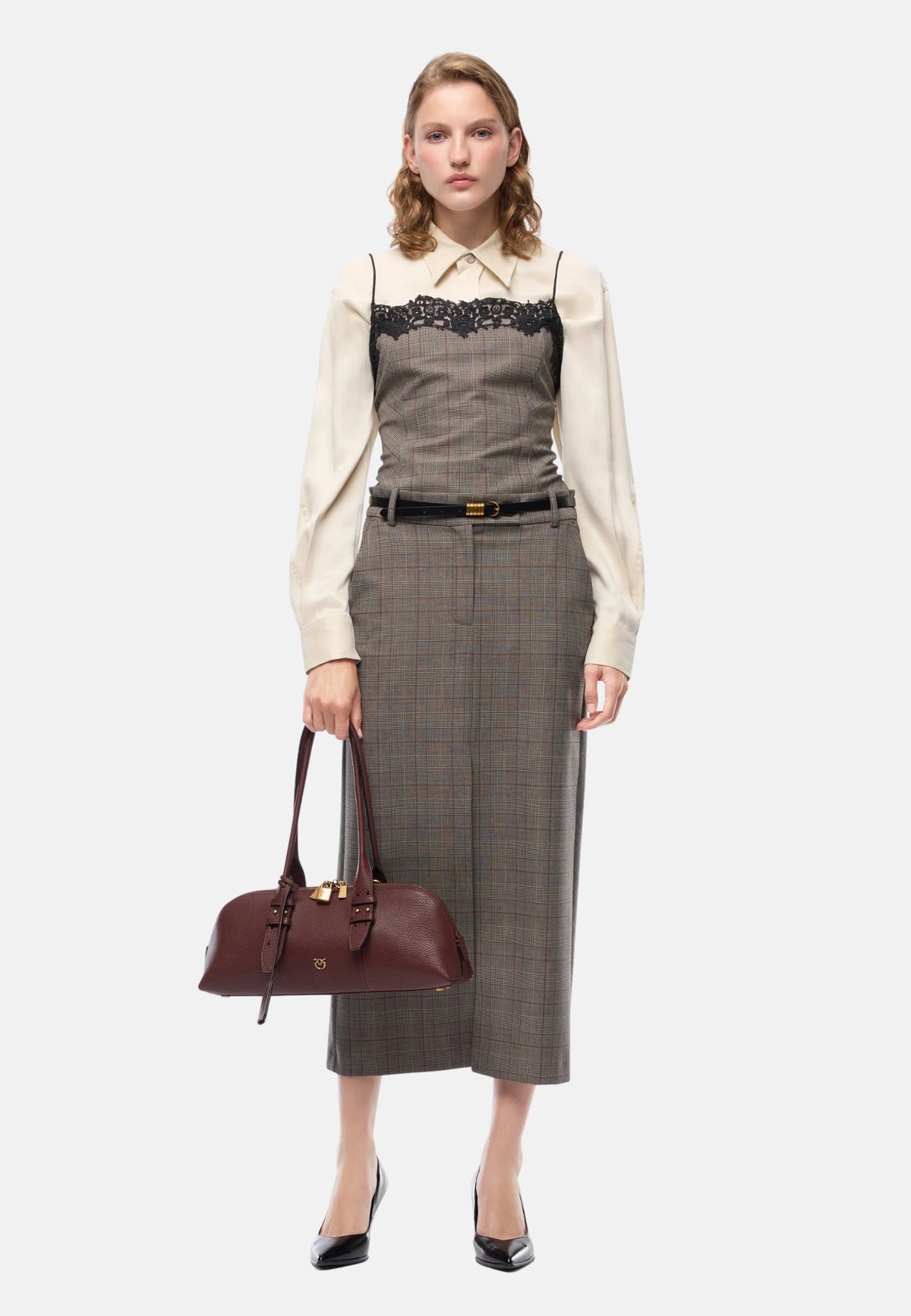 TELIPOGON TOP MISTO LANA TINTO FILO - BEIGE/BORDEAUX