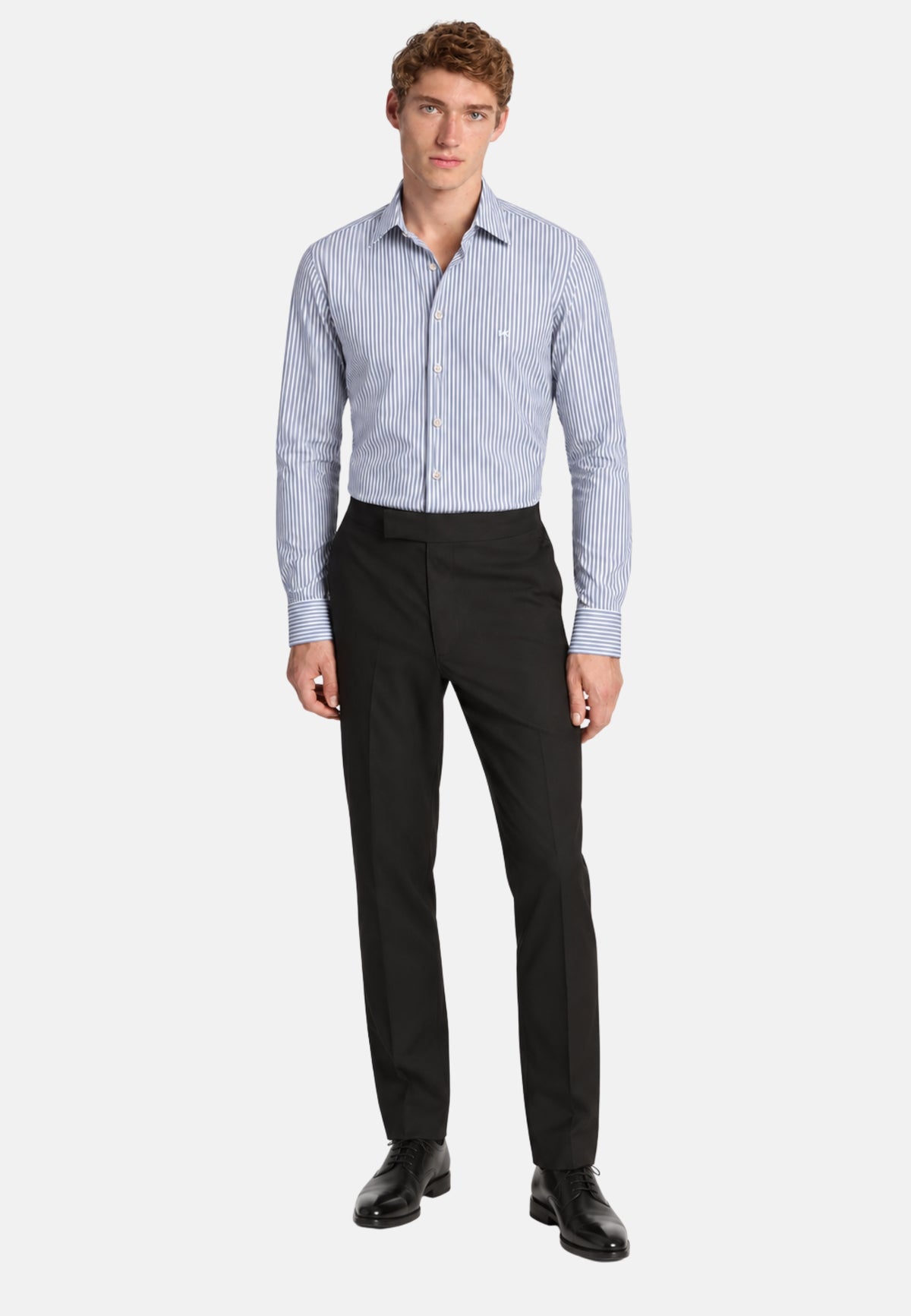 JAPANESE PERFORM KNIT STRIPE SLIM - RIGATA NAVY