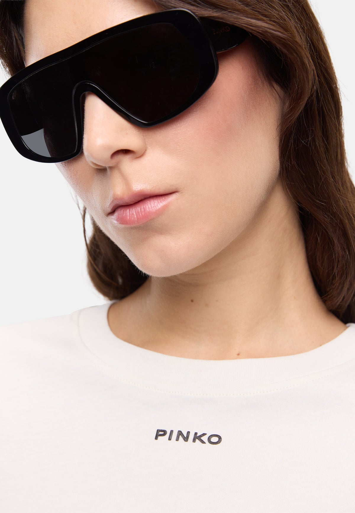 BASICO T-SHIRT JERSEY LOGO PINKO GOMMATO - WHITE