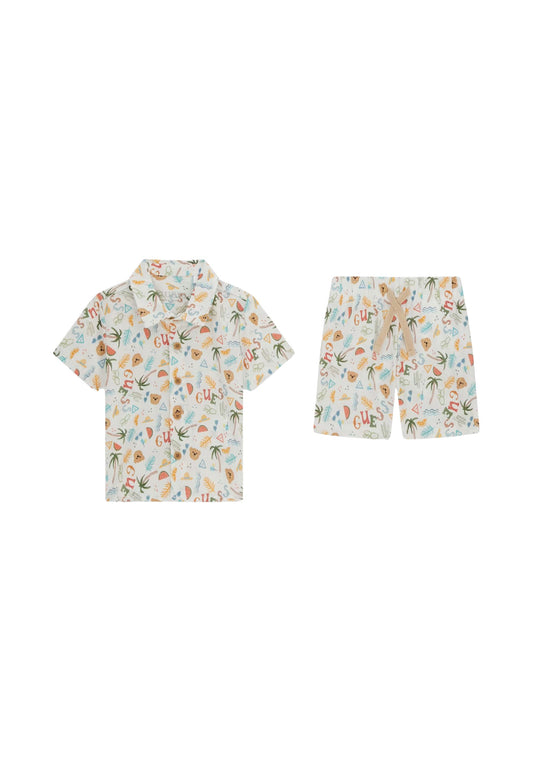 SET CO BLEND SS SHIRT+SHORTS - SUMMERTIME BEAR