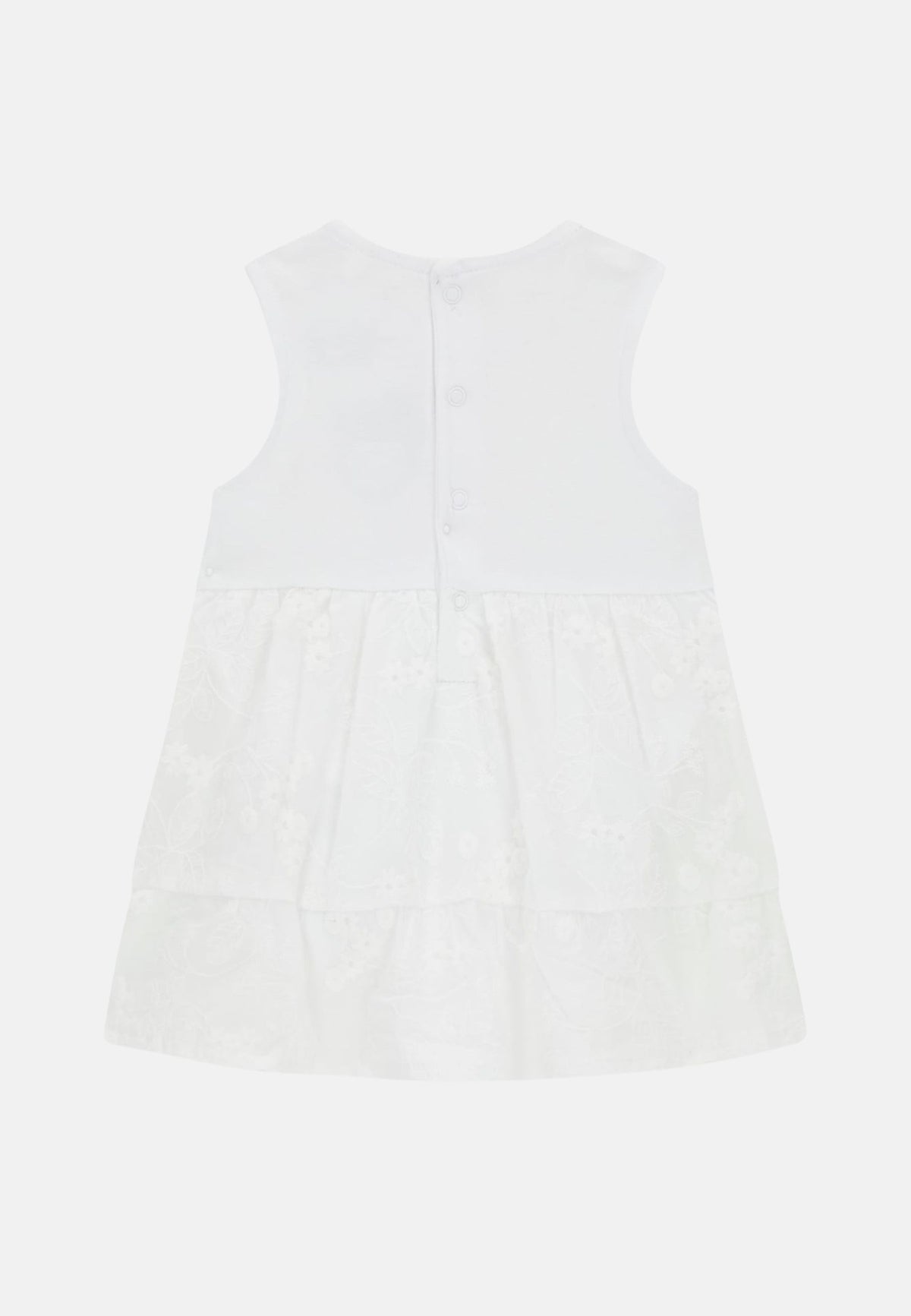 MIXED FABRIC DRESS BODYSUIT - PURE WHITE