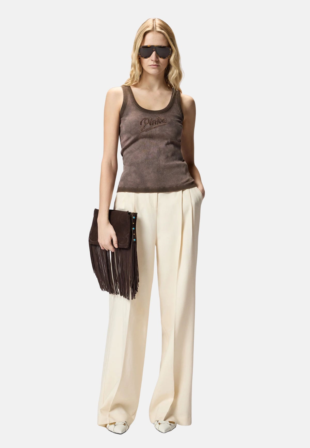 COSMOPOLITAN CANOTTA MALTINTA CON AEROGRAFO - BROWN