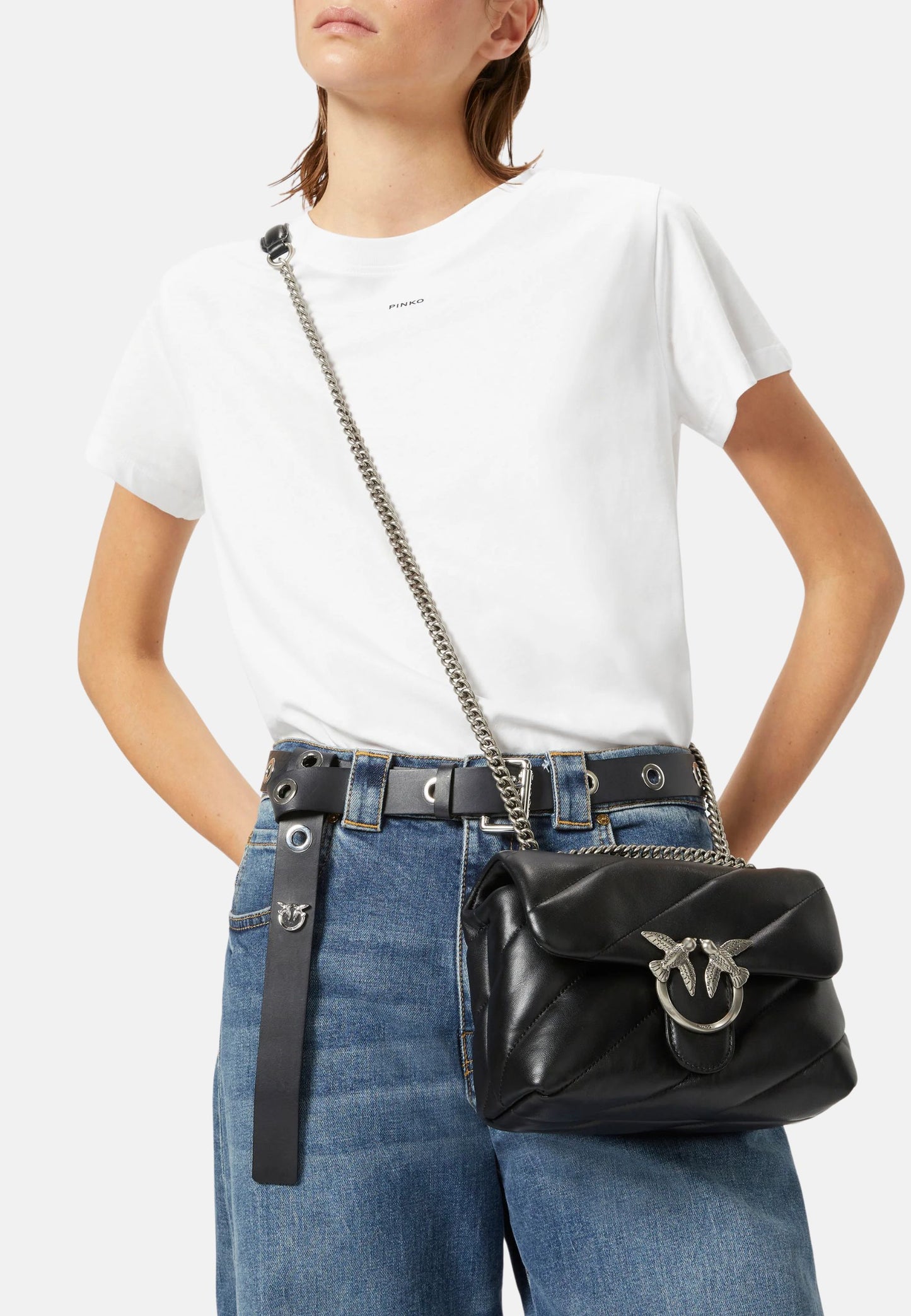 LOVE PUFF MINI CL SHEEP NAPPA - BLACK-ARGENTO