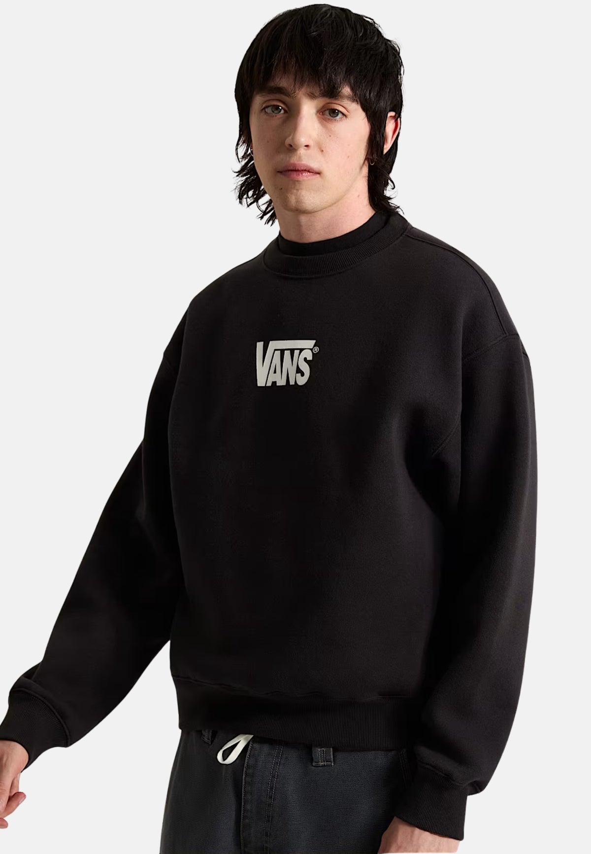 STRETCH LOGO CREW - BLACK/WHITE