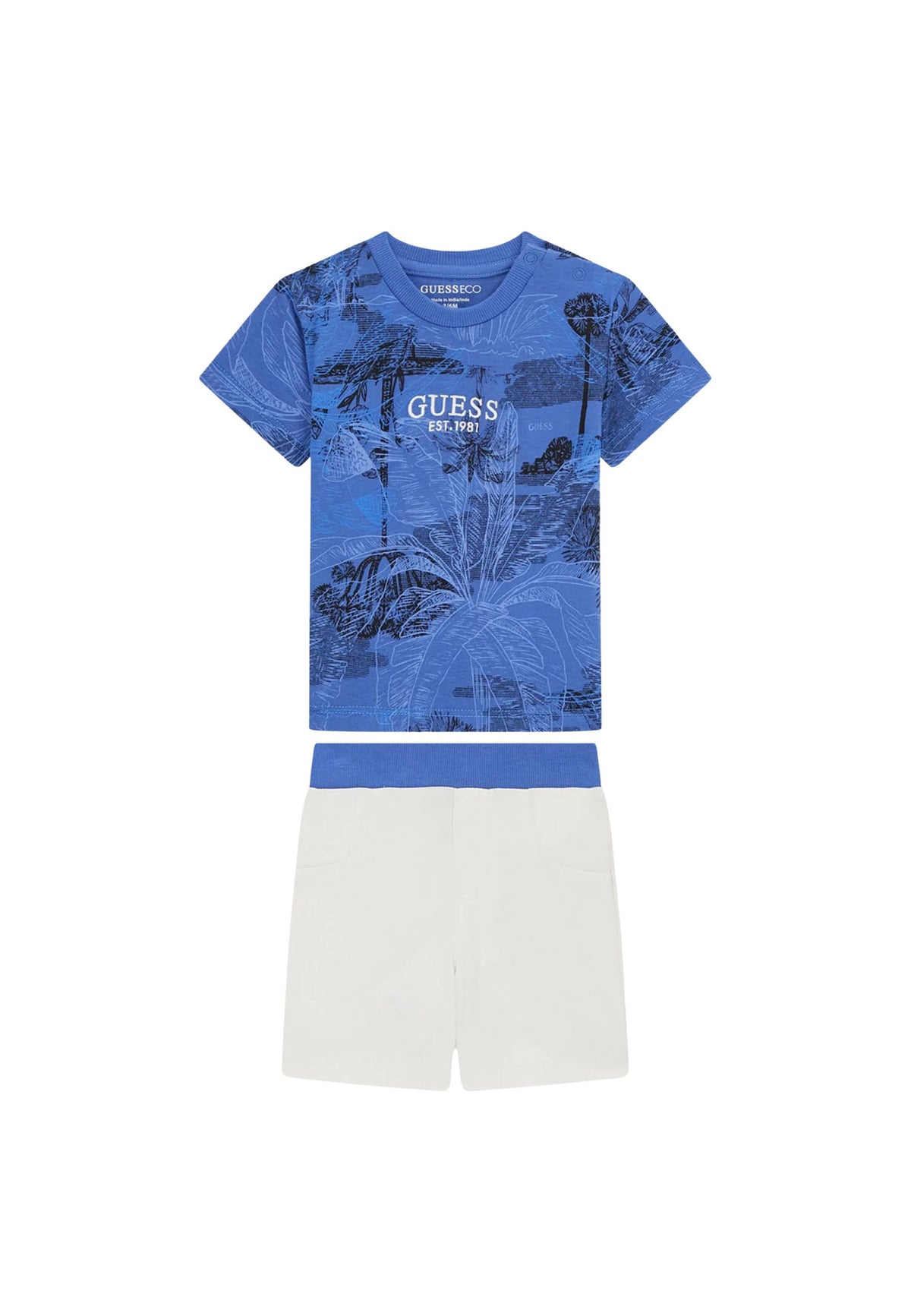 SET SS T-SHIRT+JERSEY SHORTS - TROPICAL SUMMER BLUE