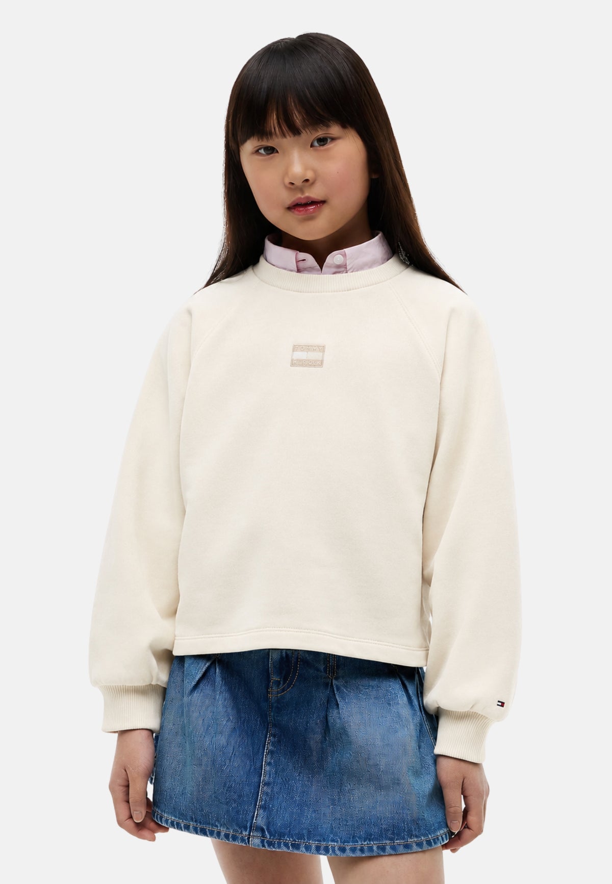 TONAL FLAG RAGLAN CREW - OFF WHITE