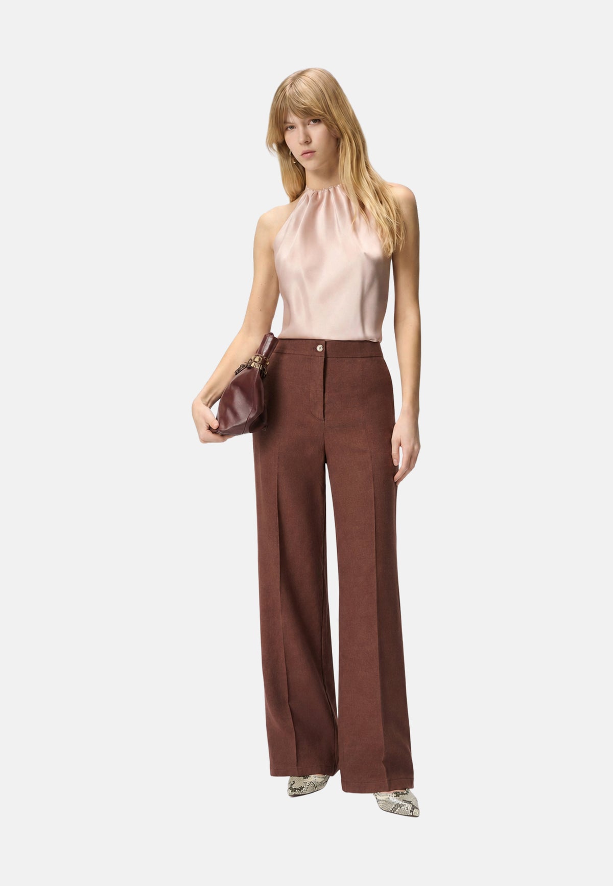 JACOPONE PANTALONE LINO STRETCH - BROWN