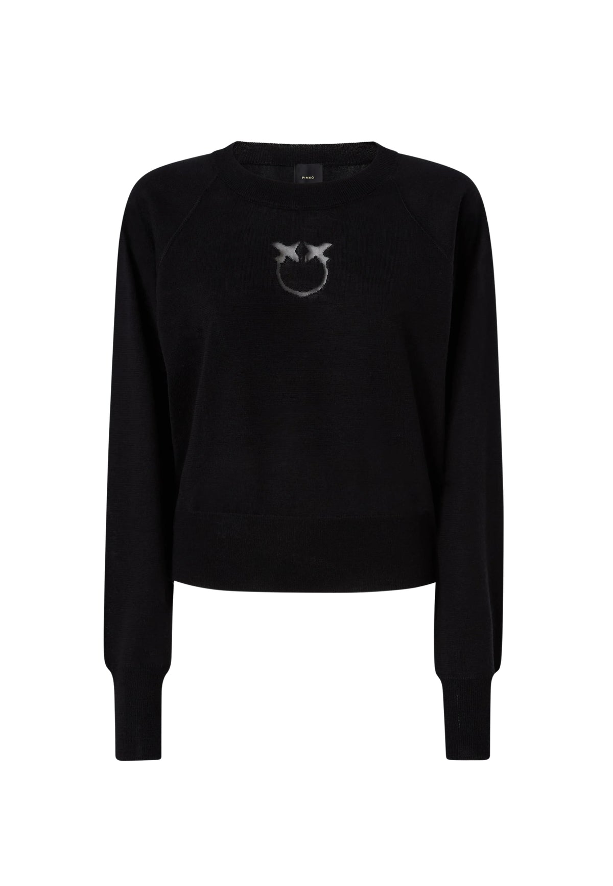 LANZAROTE MAGLIA LANA LOGO IN TRASPARENZA - BLACK