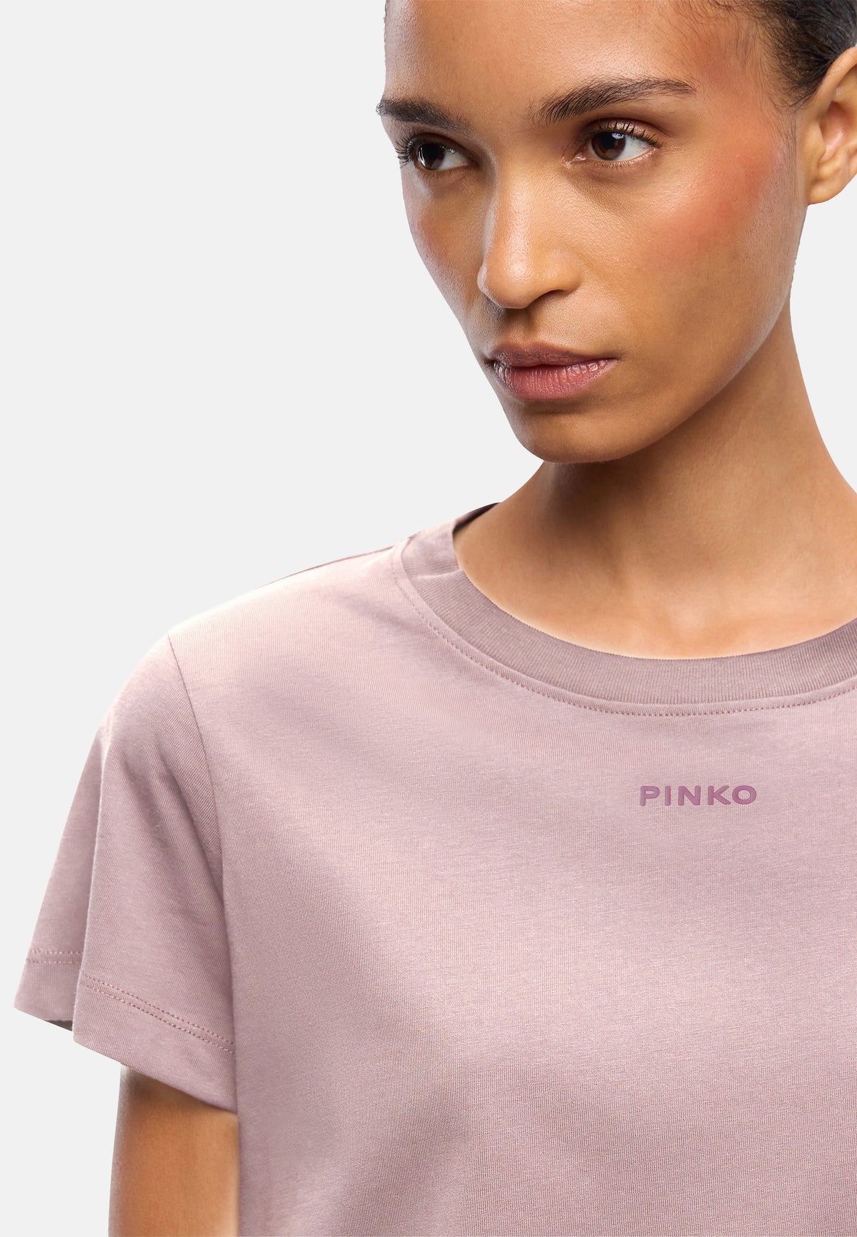 BASICO T-SHIRT JERSEY LOGO PINKO GOMMATO - PINK