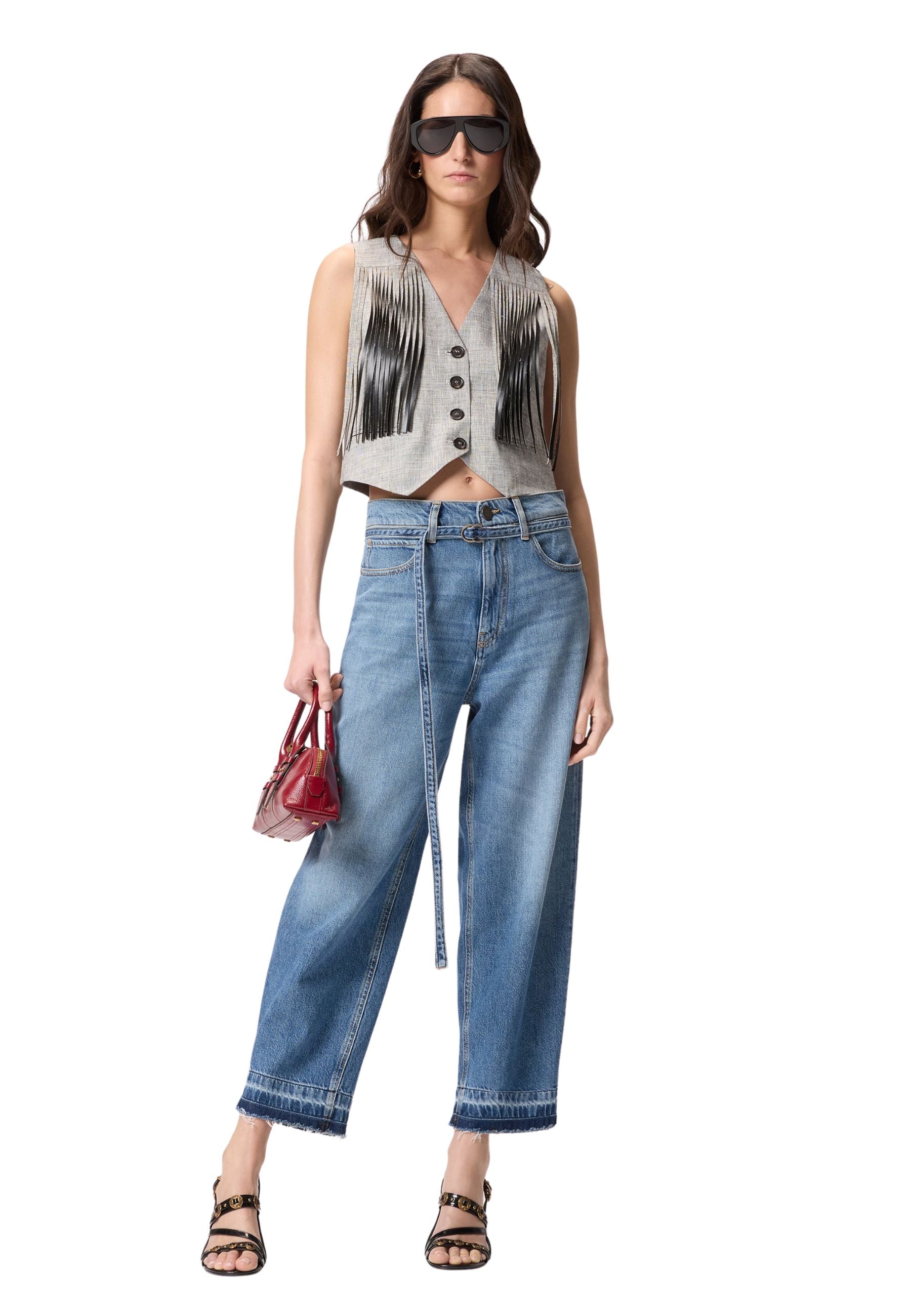 ESTELLE BELT EGG MEDIUM BLUE DENIM - LAVAGGIO MEDIO