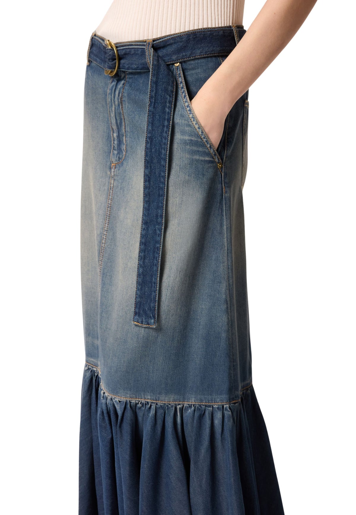 GUARDIANO GONNA LIGHT DENIM FLUIDO - LAVAGGIO MEDIO