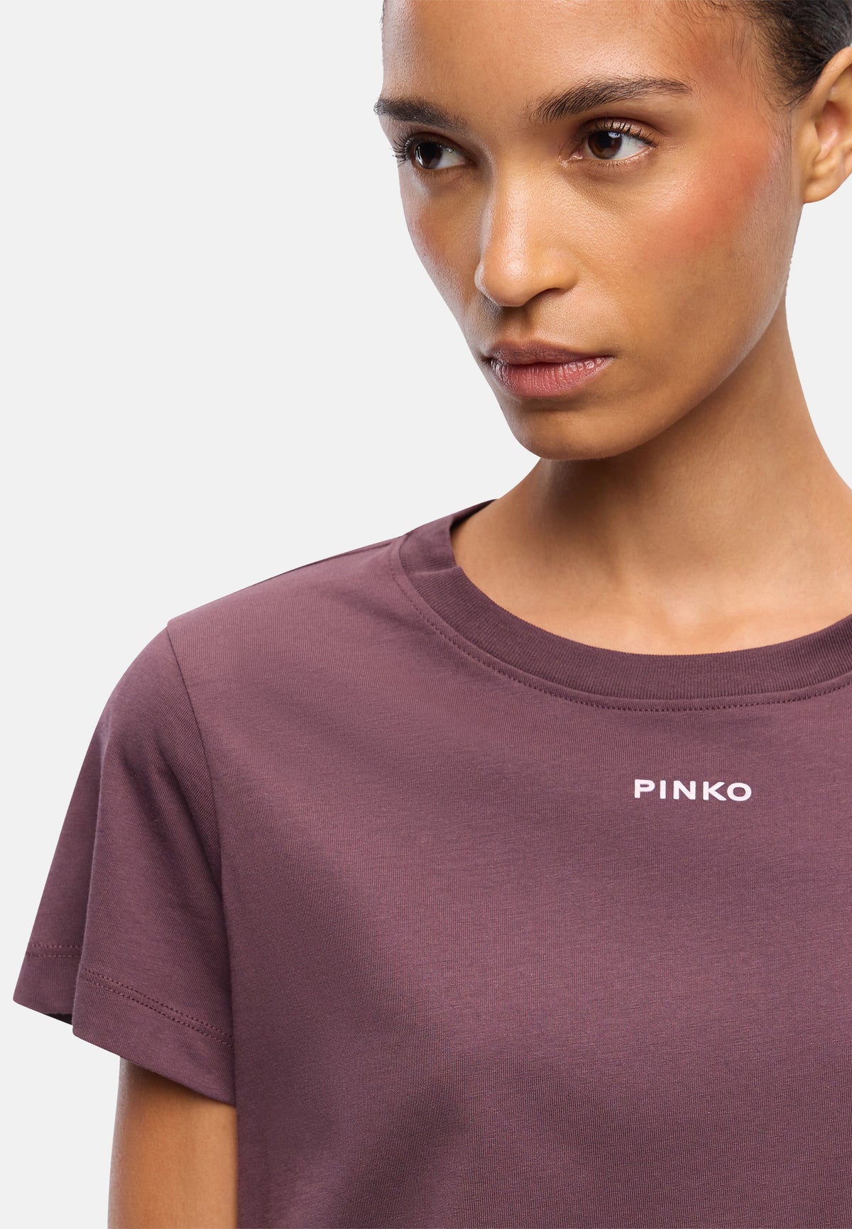 BASICO T-SHIRT JERSEY LOGO PINKO GOMMATO - BORDEAUX
