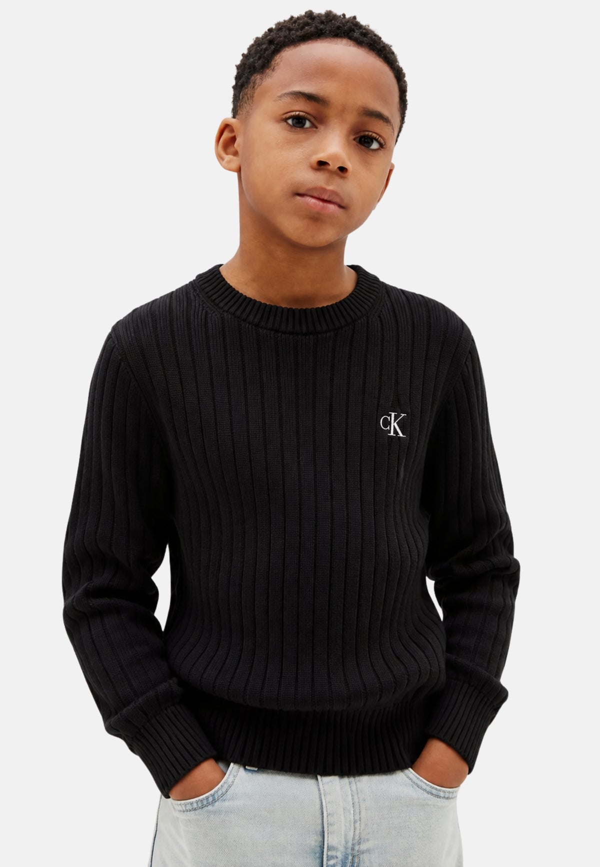 CK DROPPED NEEDLE SWEATER CN - PVH BLACK