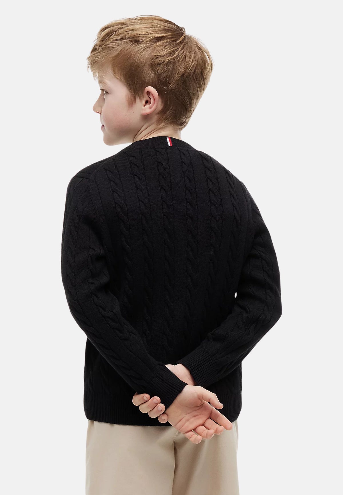 COTTON CABLE SWEATER - BLACK