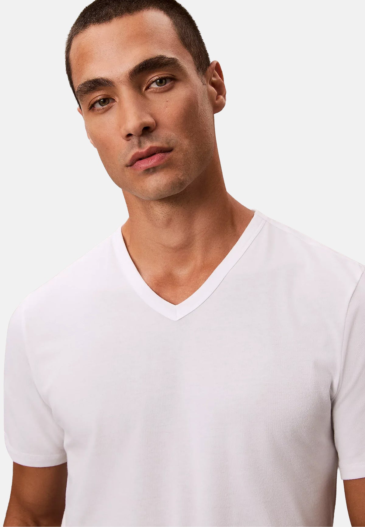 S/S V NECK 3PK - WHITE