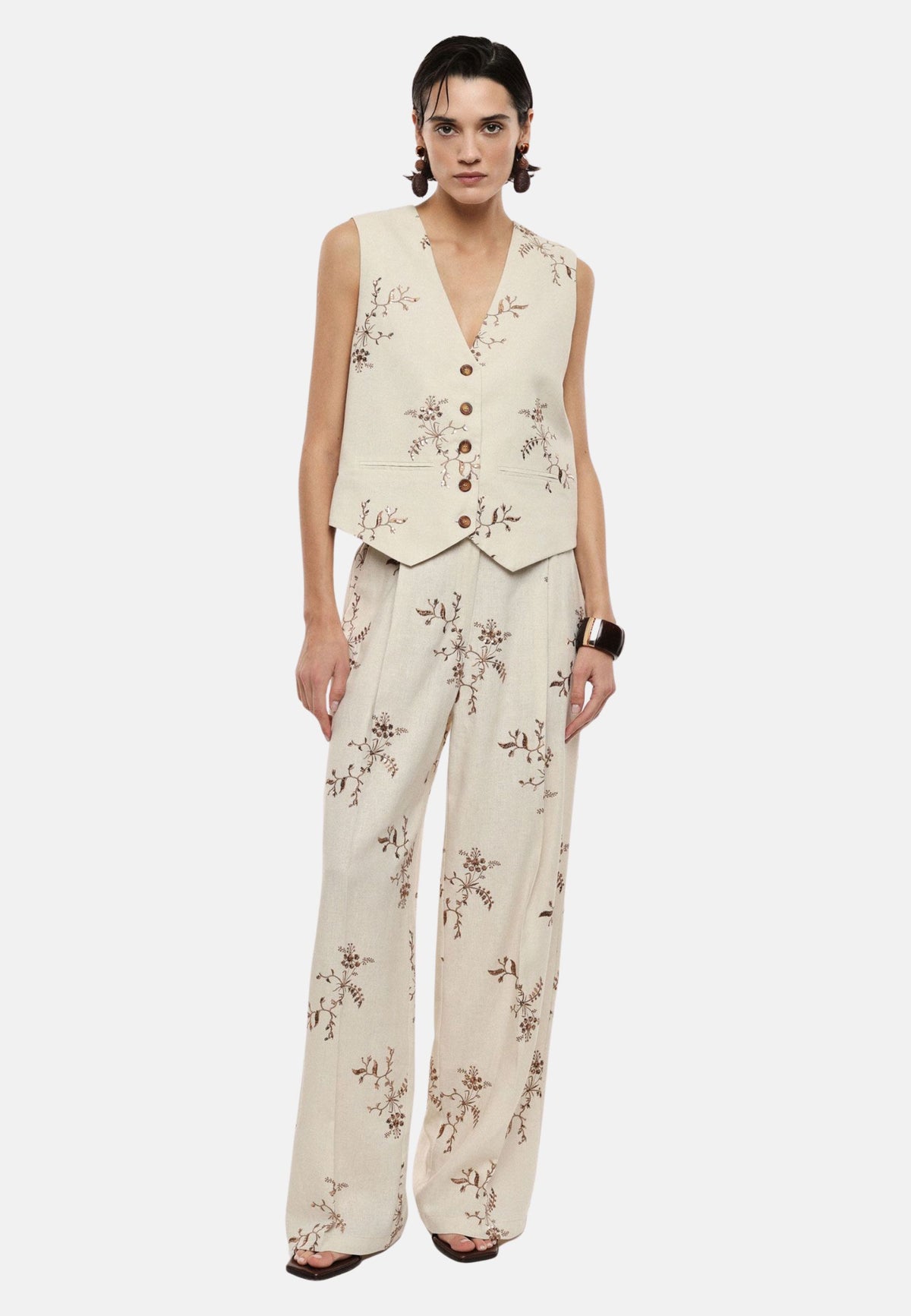 PANTALONE - ECRU'/TABACCO