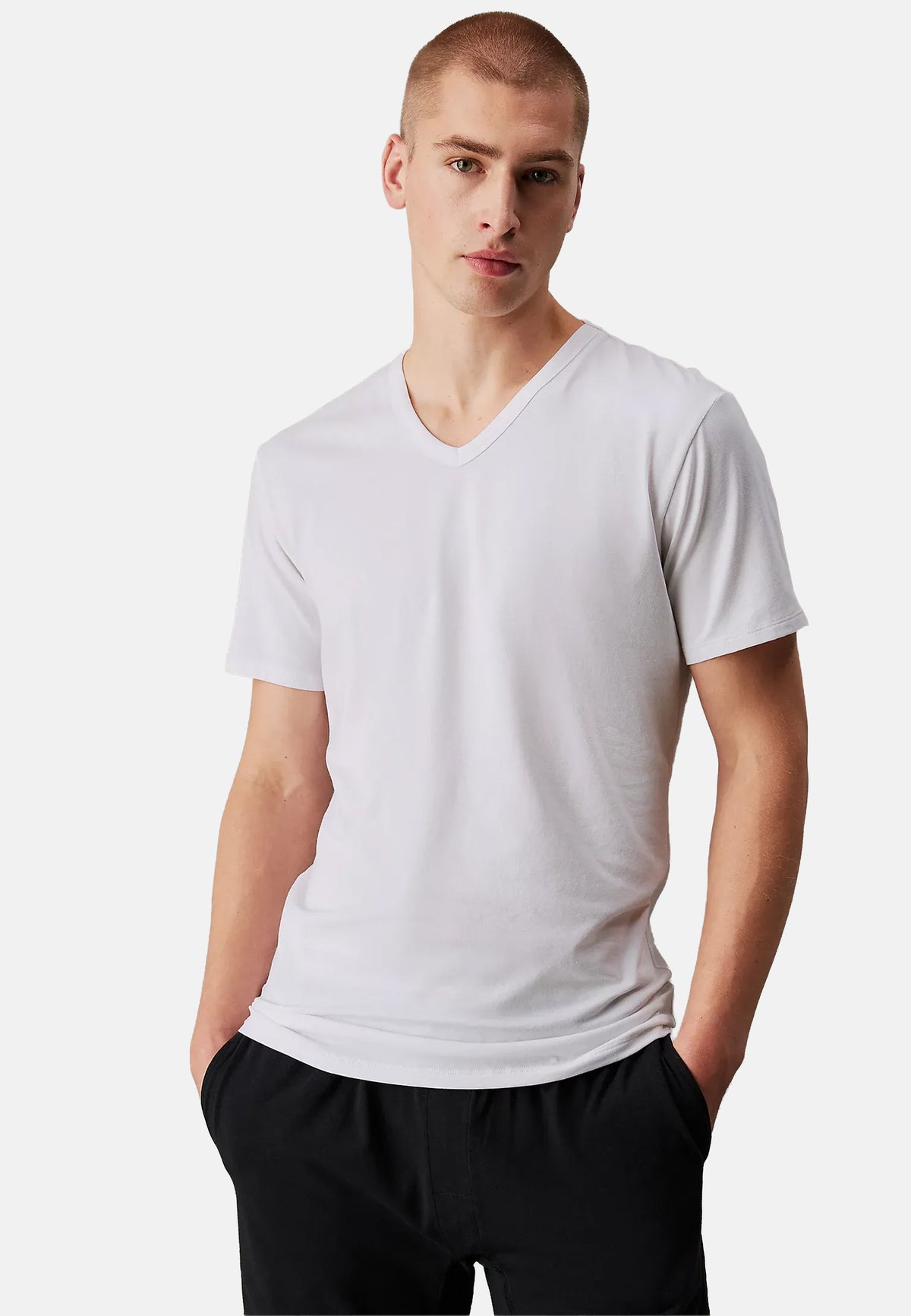 S/S V NECK 3PK - BLACK-GREY-WHITE
