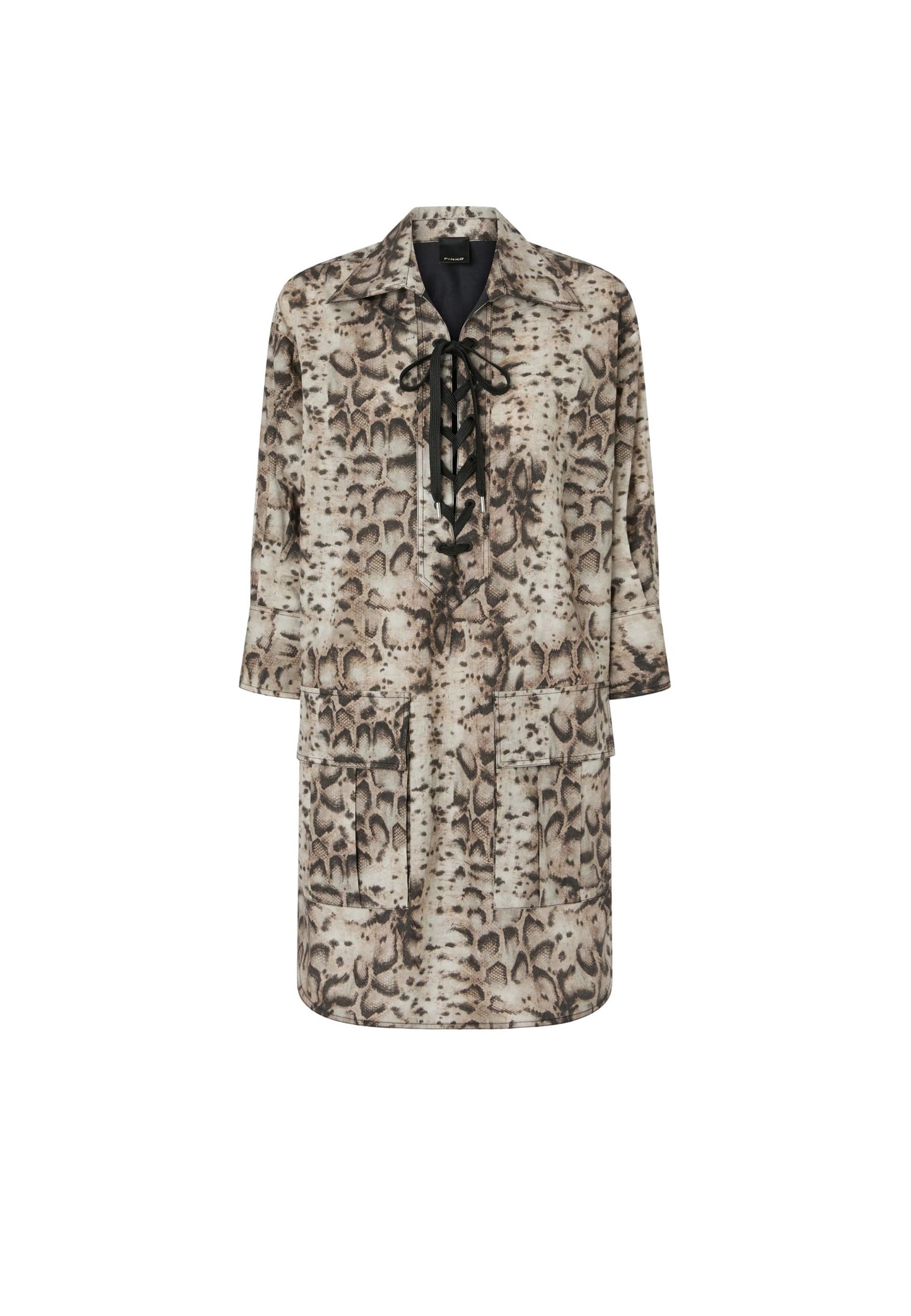 AGRA ABITO POPELINE STAMPA SNAKE - BEIGE/NERO
