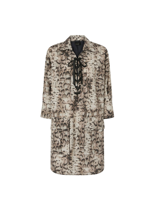 AGRA ABITO POPELINE STAMPA SNAKE - BEIGE/NERO