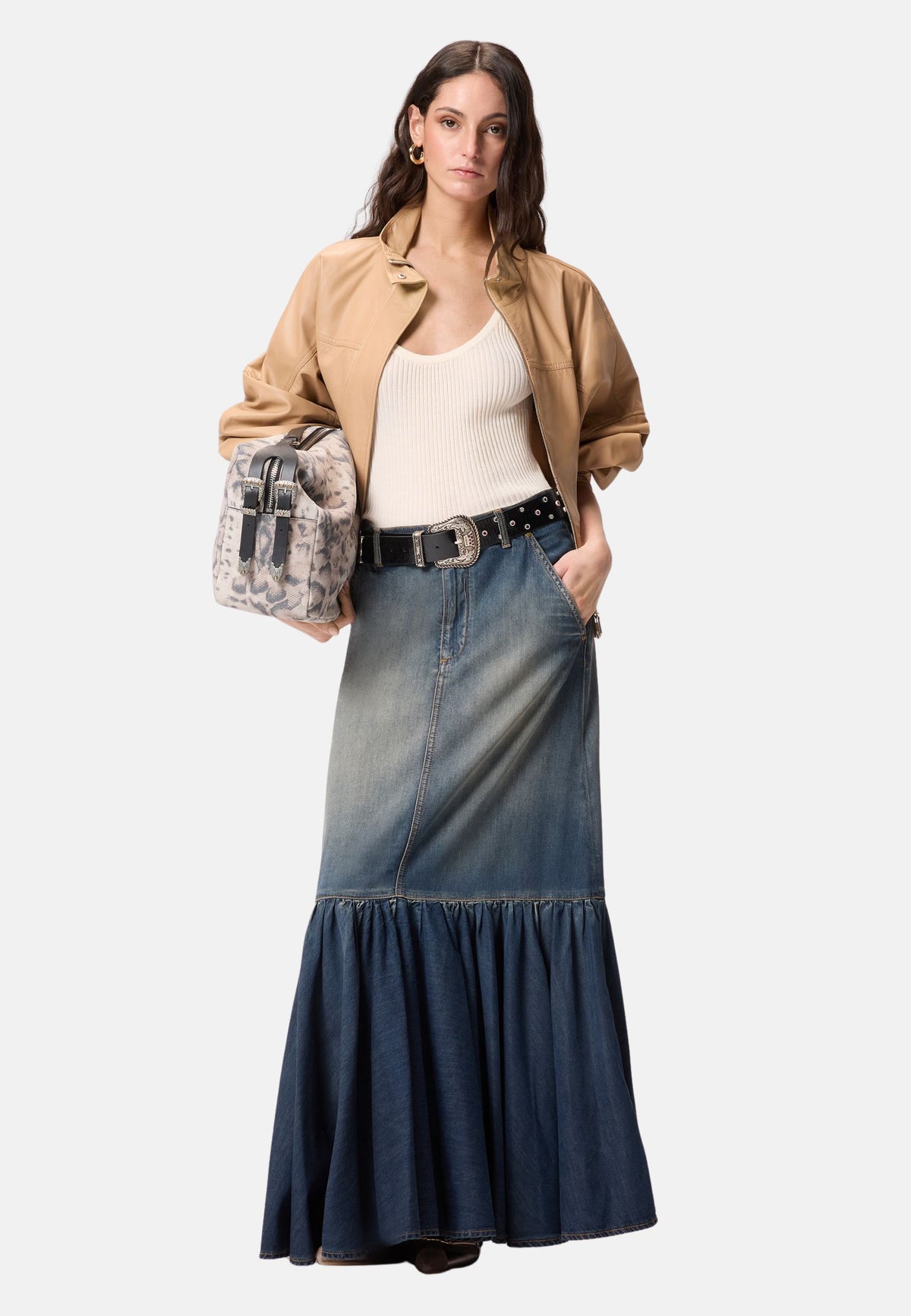 GUARDIANO GONNA LIGHT DENIM FLUIDO - LAVAGGIO MEDIO