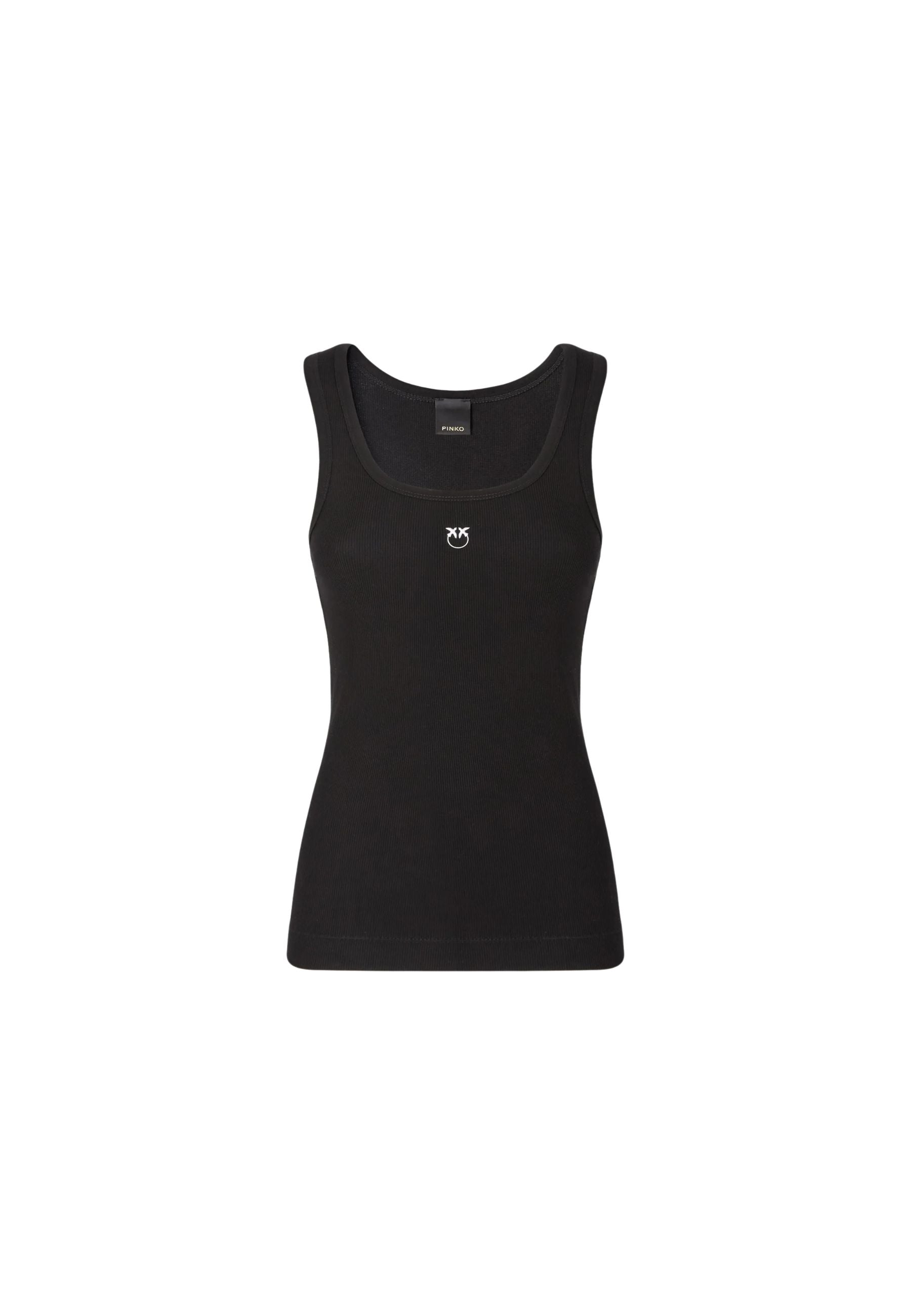 CALCOLATORE CANOTTIERA COSTINA COTONE LOGO METAL - BLACK