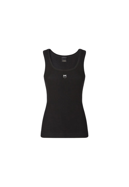 CALCOLATORE CANOTTIERA COSTINA COTONE LOGO METAL - BLACK