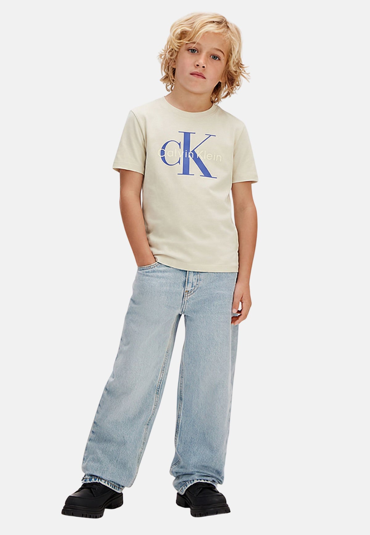 CK MONO LOGO SS T-SHIRT - OATMEAL