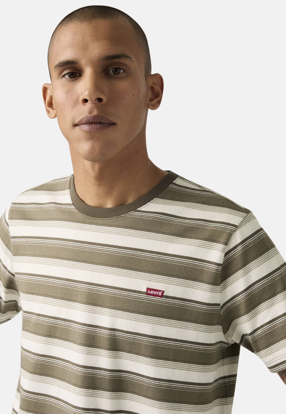 SS ORIGINAL HM TEE - RIGATA BIANCO/ VERDE/BEIGE