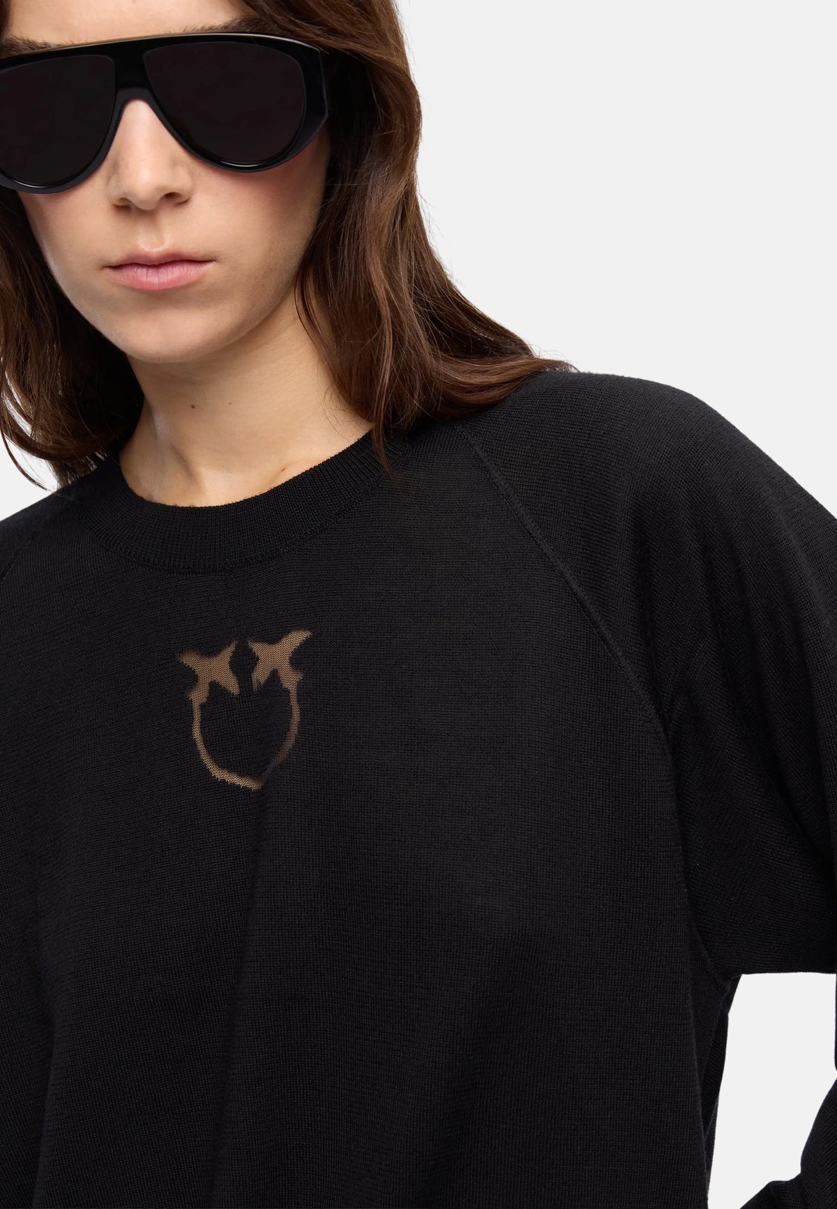 LANZAROTE MAGLIA LANA LOGO IN TRASPARENZA - BLACK