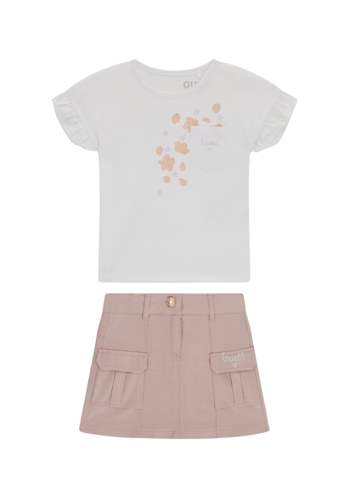 SET SS T-SHIRT+TWILL SKIRT - PURE WHITE