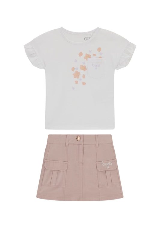 SET SS T-SHIRT+TWILL SKIRT - PURE WHITE