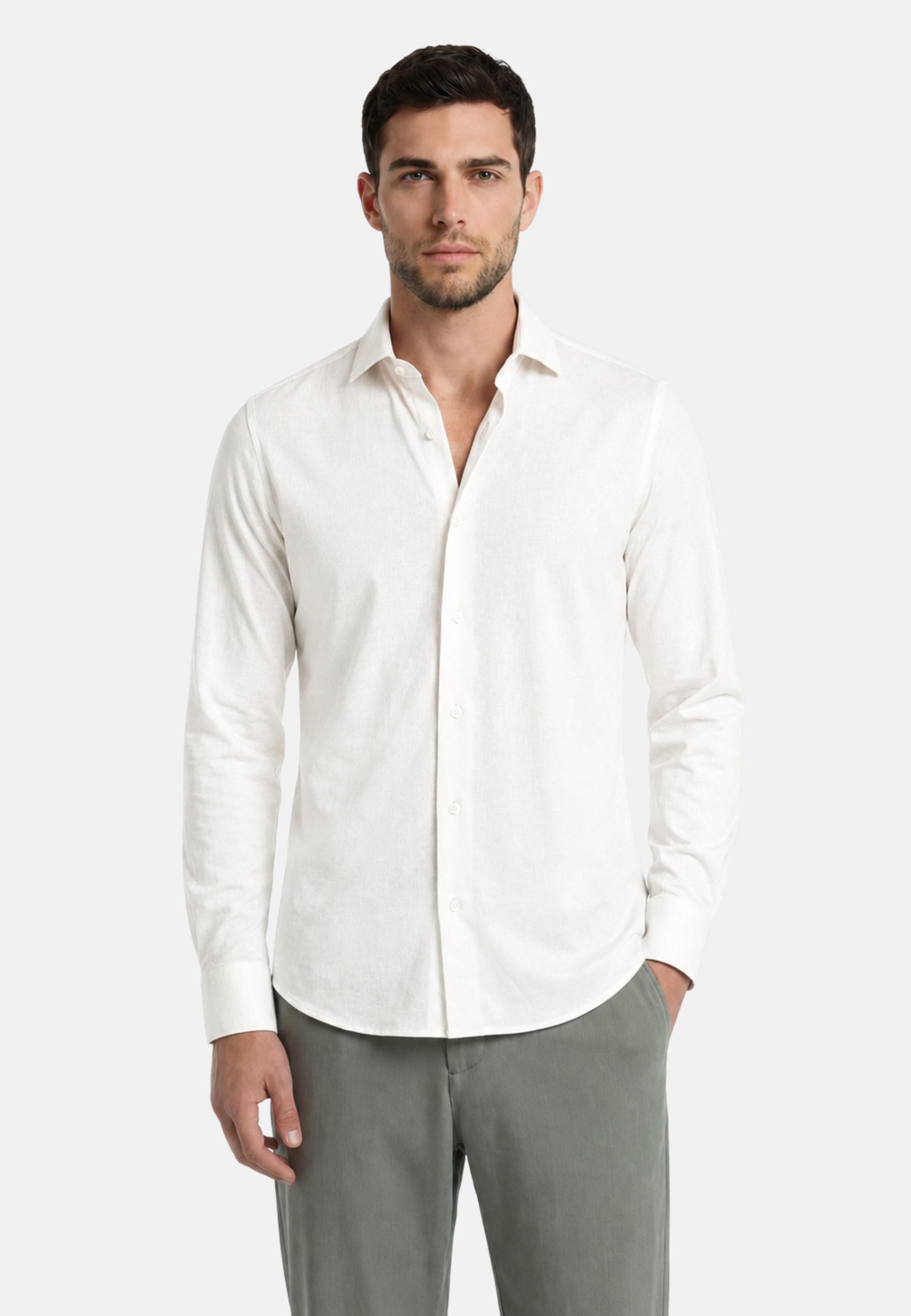 CAMICIA LINO M/L - bianco
