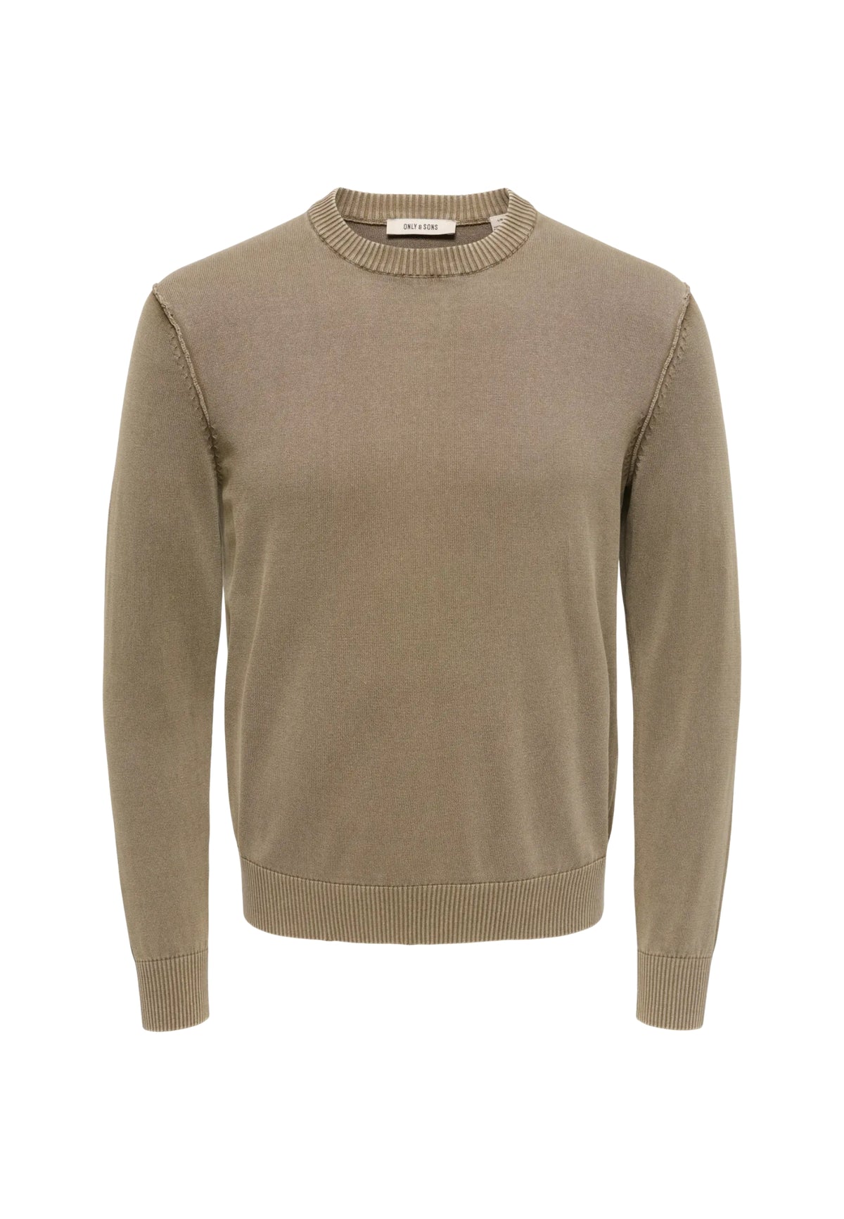 ONSGARSON LS REG WASH CREW KNIT VD - CHINCHILLA